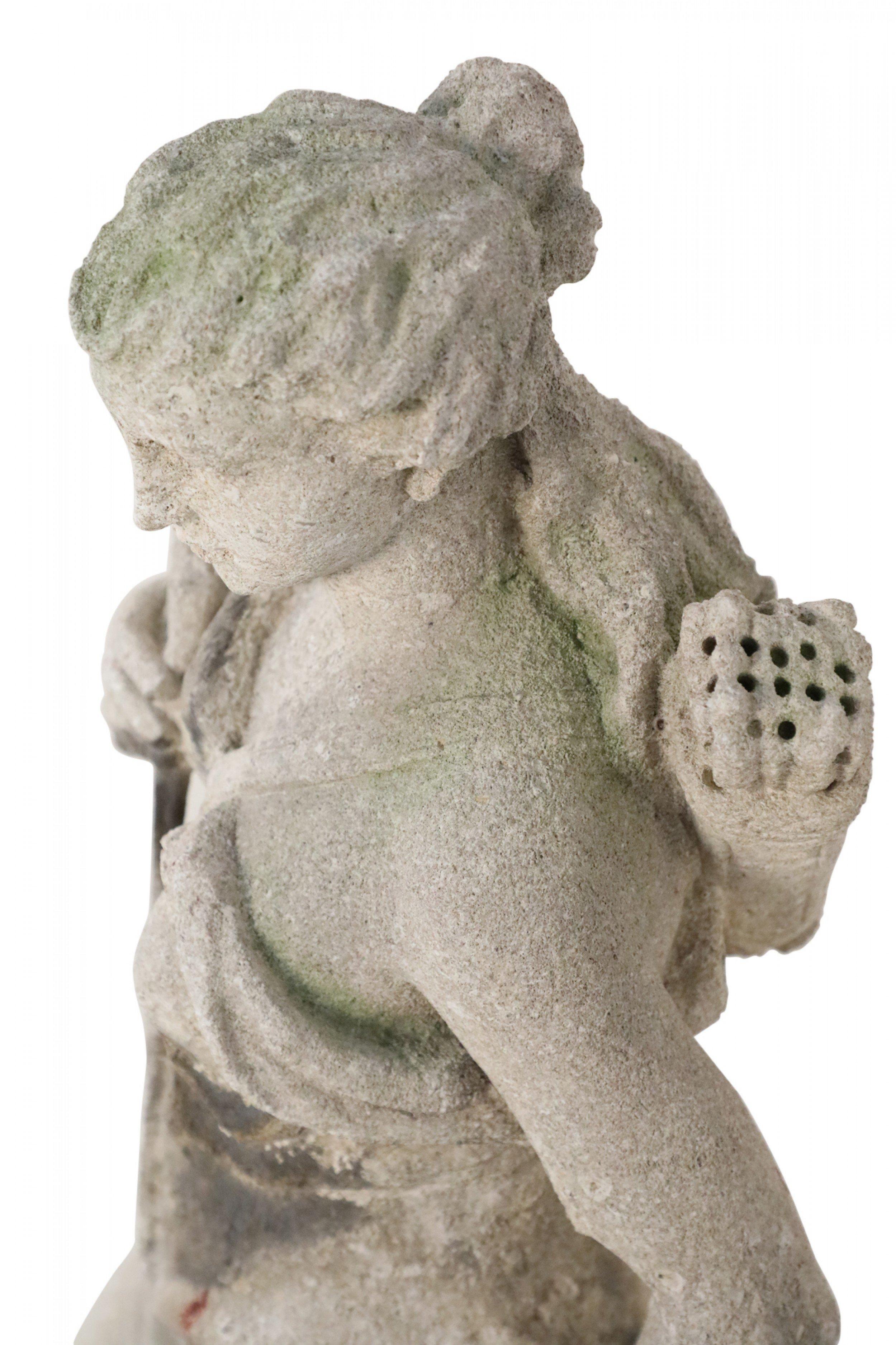 Italian Neo-classic Style Stone Diana Statue In Good Condition In Queens, NY