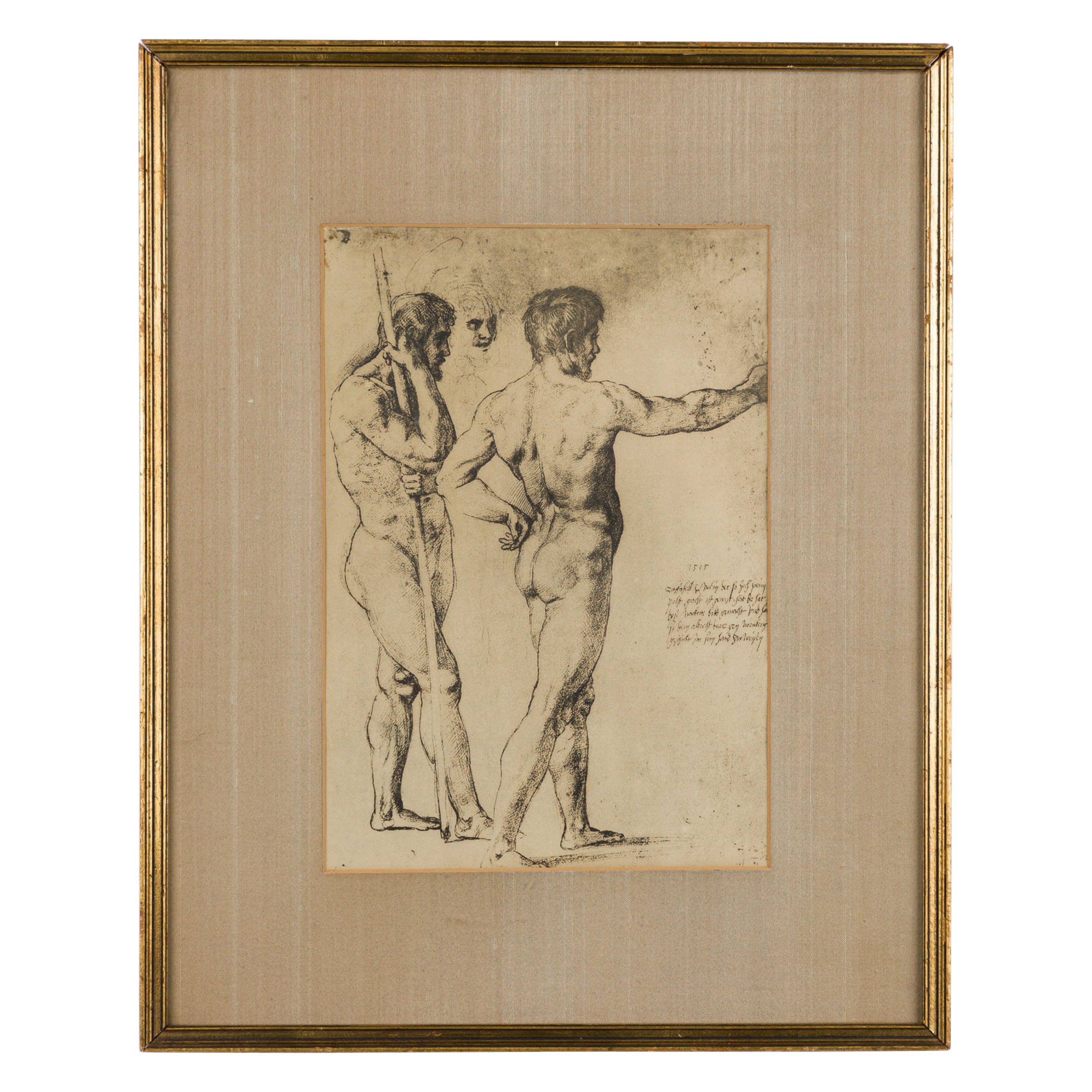Italian Neo-Classic Style Two Male Nudes Print