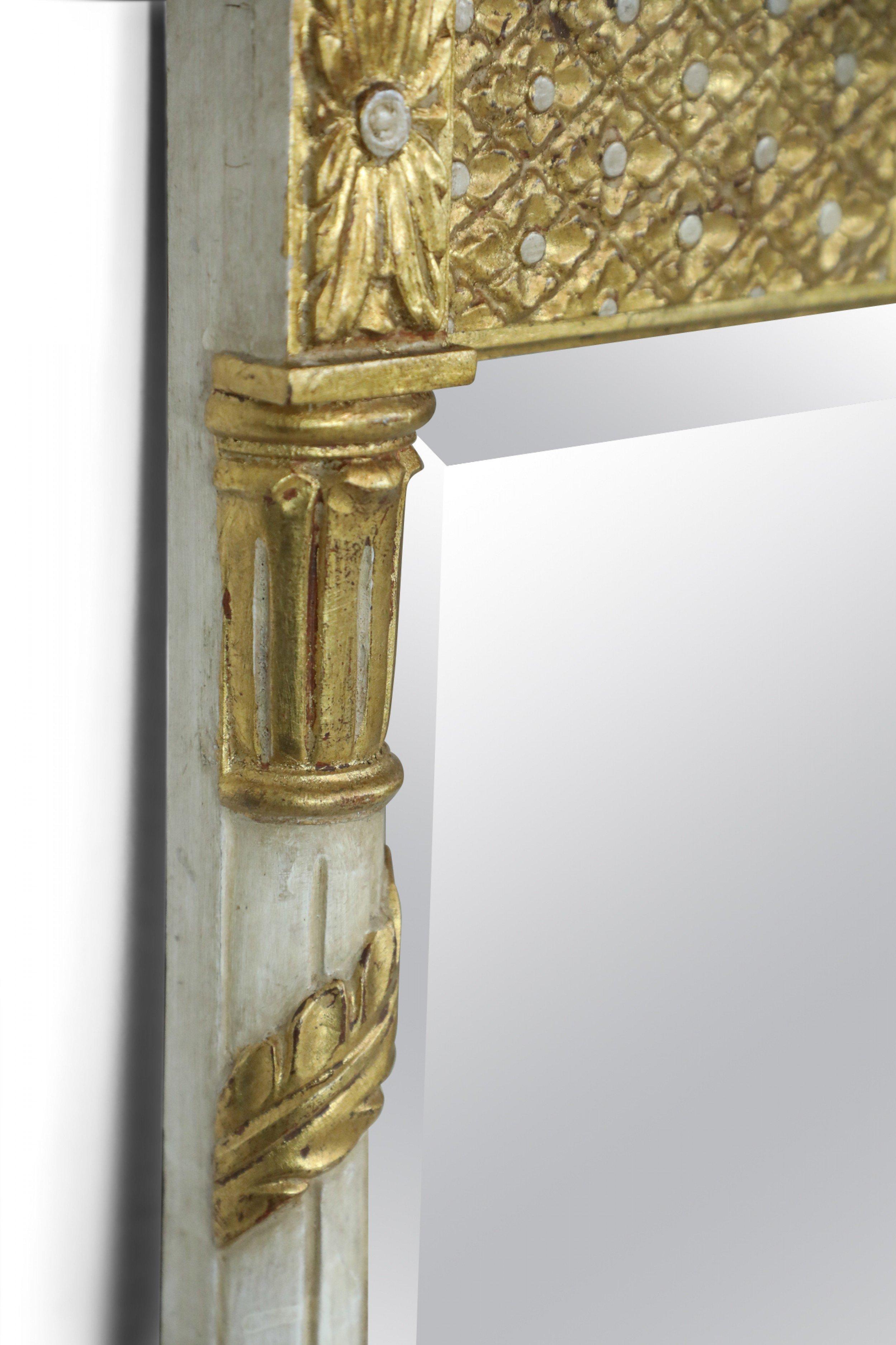 19th Century Italian Neo-Classic Style White and Gilt Painted Wall Mirror