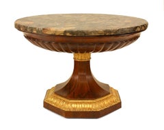 Italian Neapolitan Neo-Classic Walnut Center Table with Marble Top