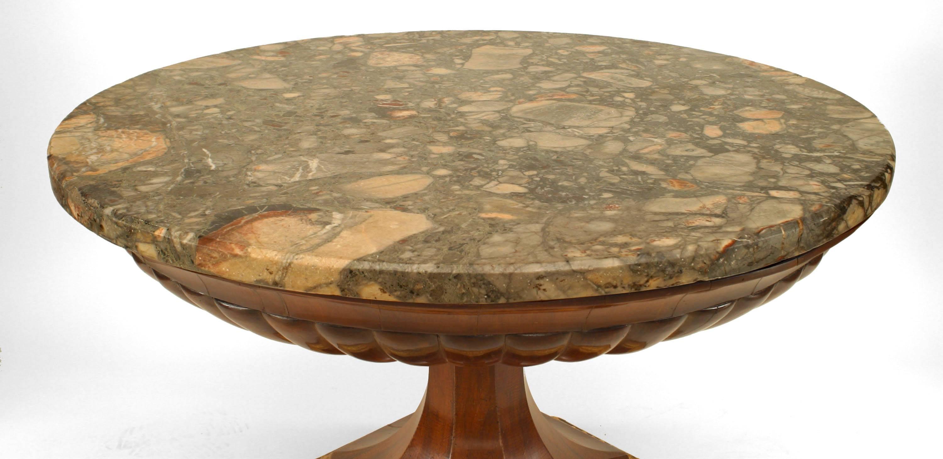 Neoclassical Italian Neapolitan Neo-Classic Walnut Center Table with Marble Top For Sale