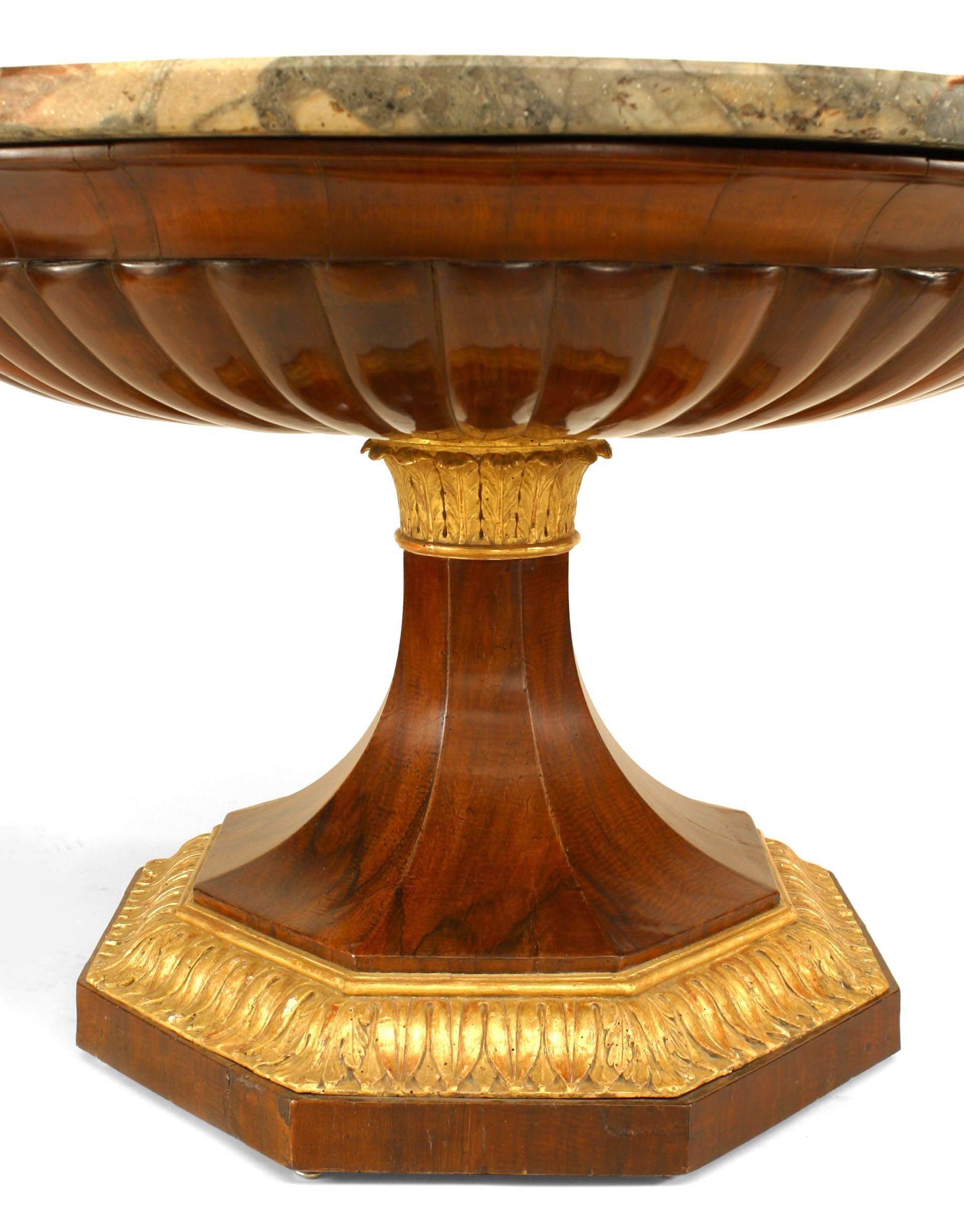 19th Century Italian Neapolitan Neo-Classic Walnut Center Table with Marble Top For Sale