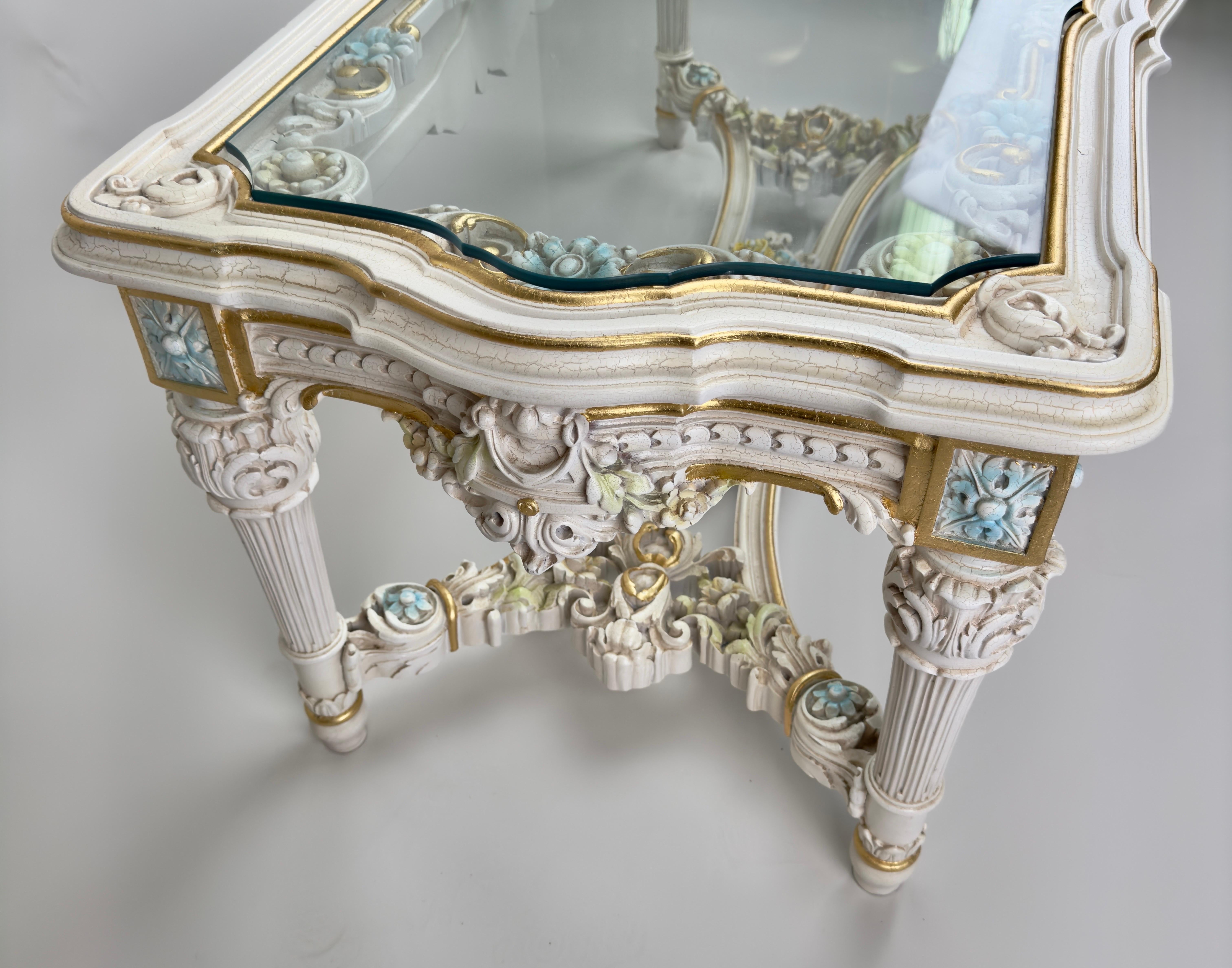 20th Century Italian Neo-Classical Baroque Style Floral Design Coffee or Cocktail Table  For Sale