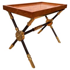 Italian Neo-Classical Burr Walnut side table with Brass Detailing