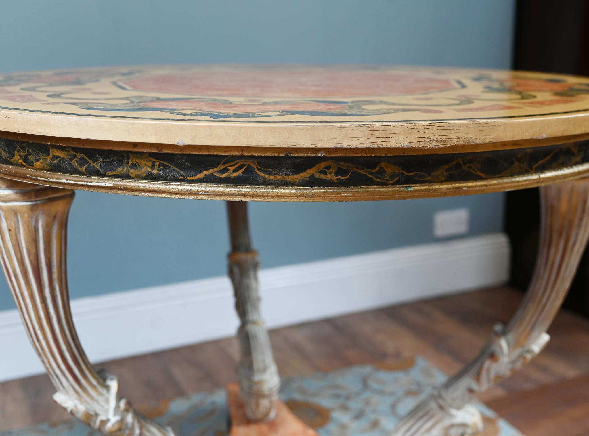 Woodwork Italian Neo Classical Centre Table Scagliola Top For Sale
