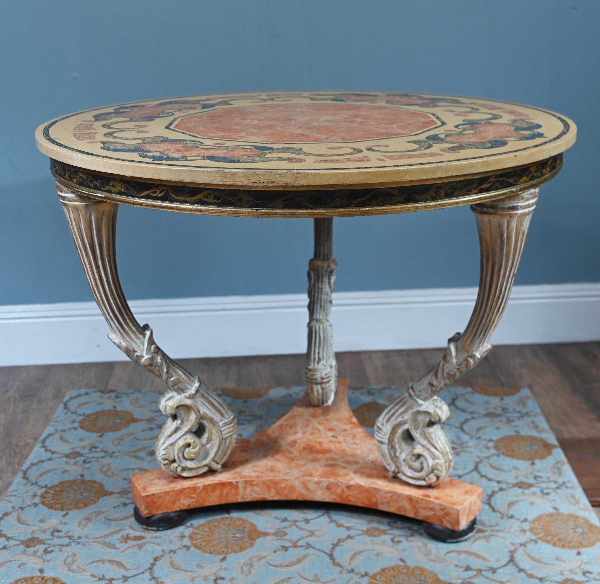 Italian Neo Classical Centre Table Scagliola Top For Sale 1