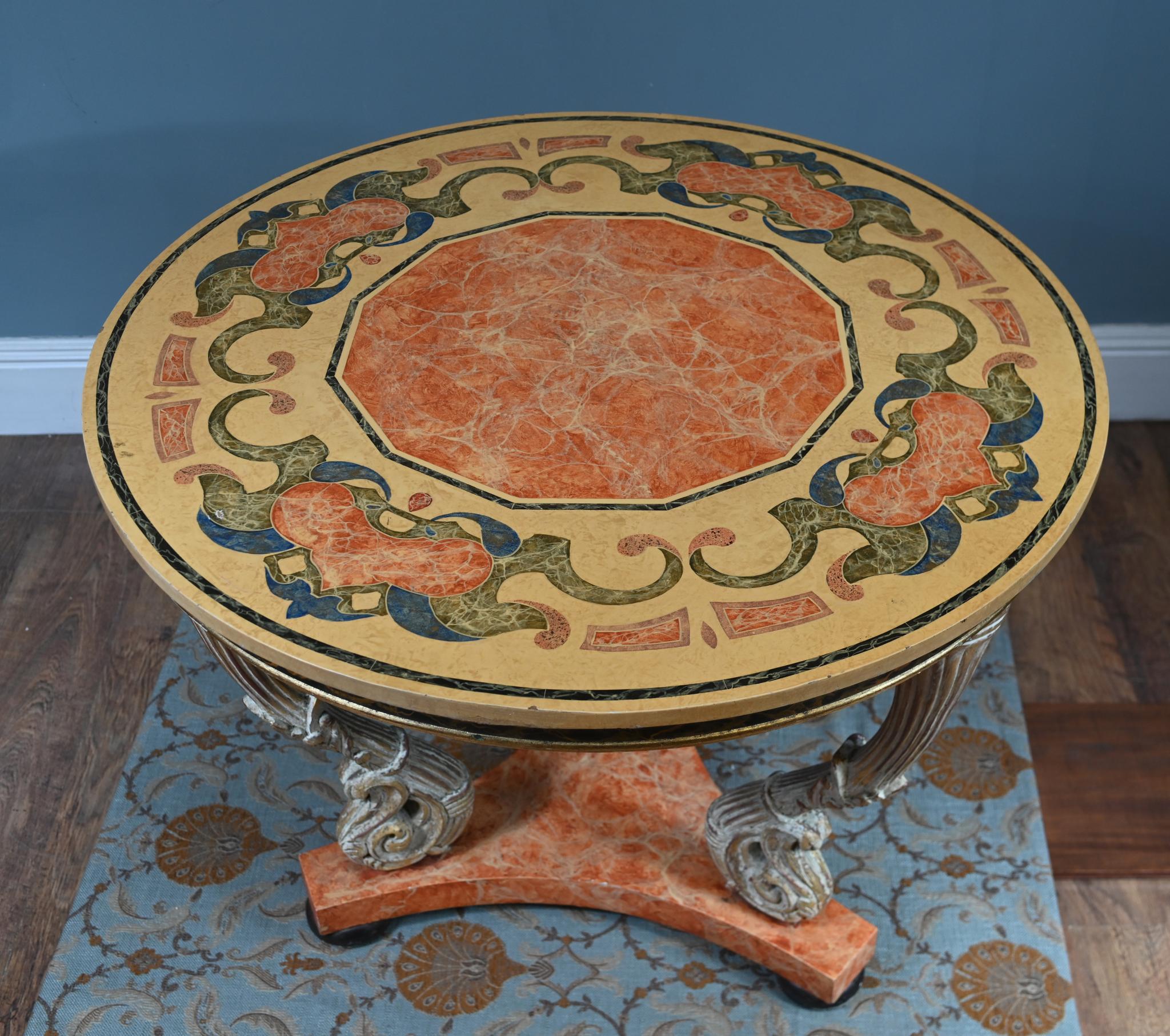 Italian Neo Classical Centre Table Scagliola Top For Sale 3