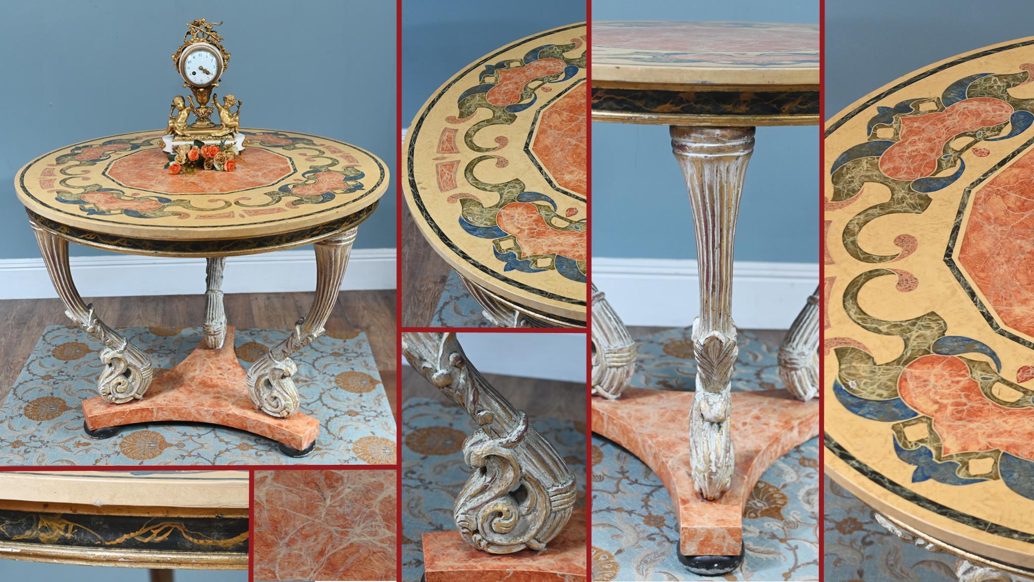 Italian Neo Classical Centre Table Scagliola Top