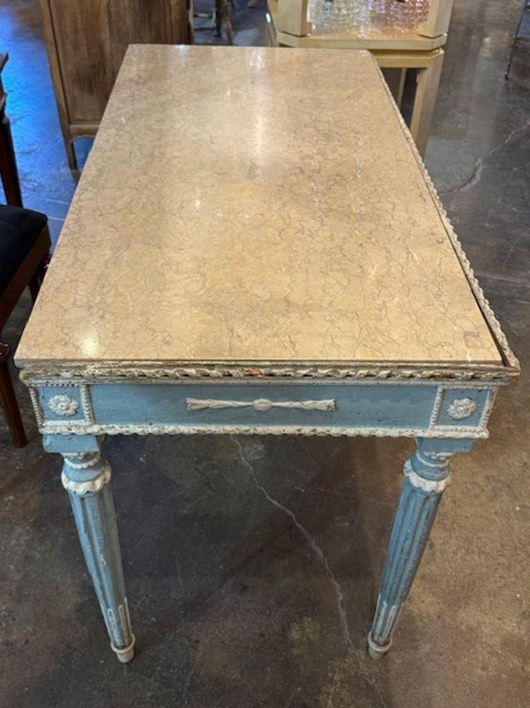 Italian Neo-Classical Console with Marble Top In Good Condition For Sale In Dallas, TX