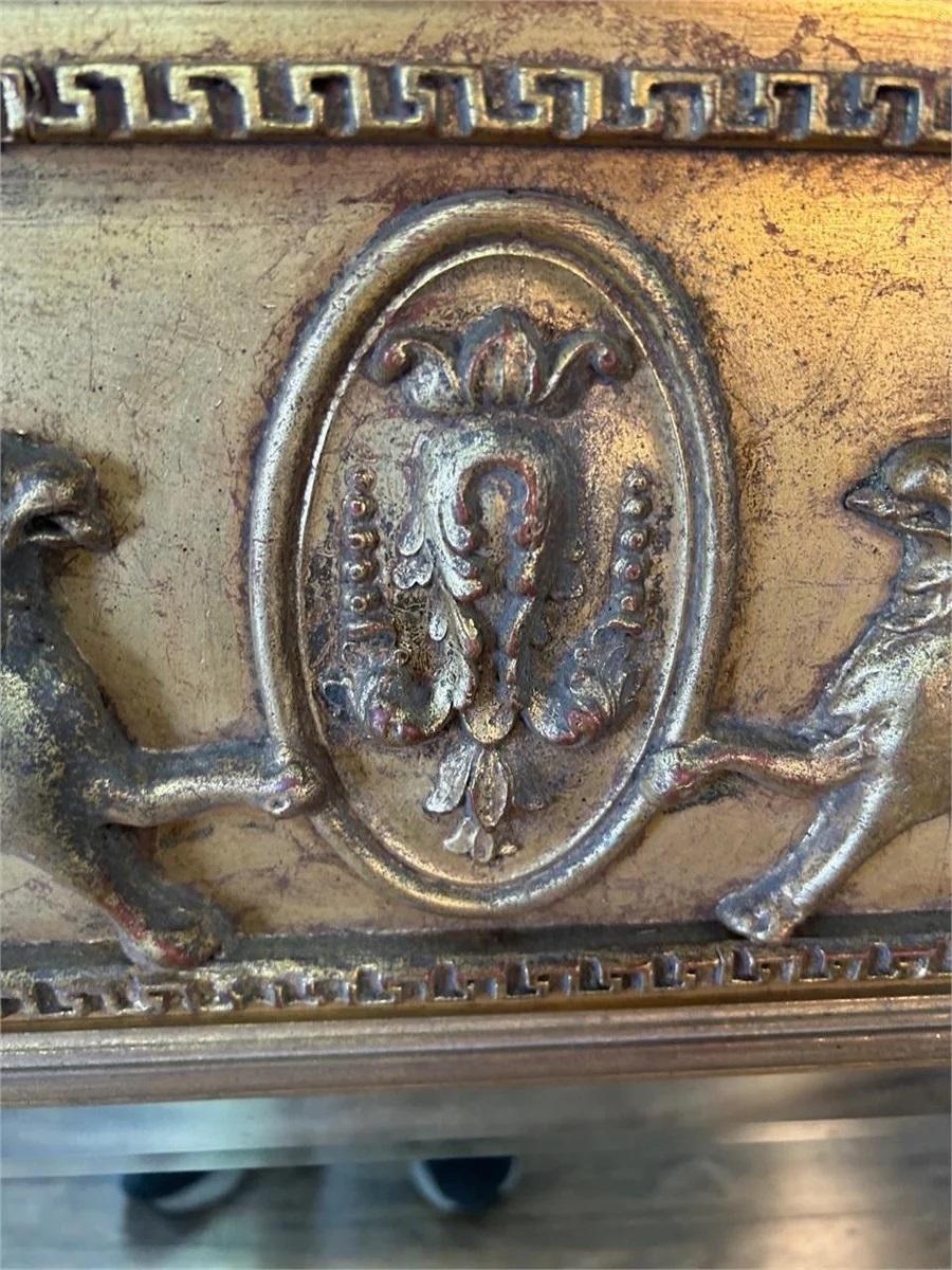Italian Neo Classical Giltwood  Beveled Three Panel Mantle Mirror In Good Condition In Pasadena, CA