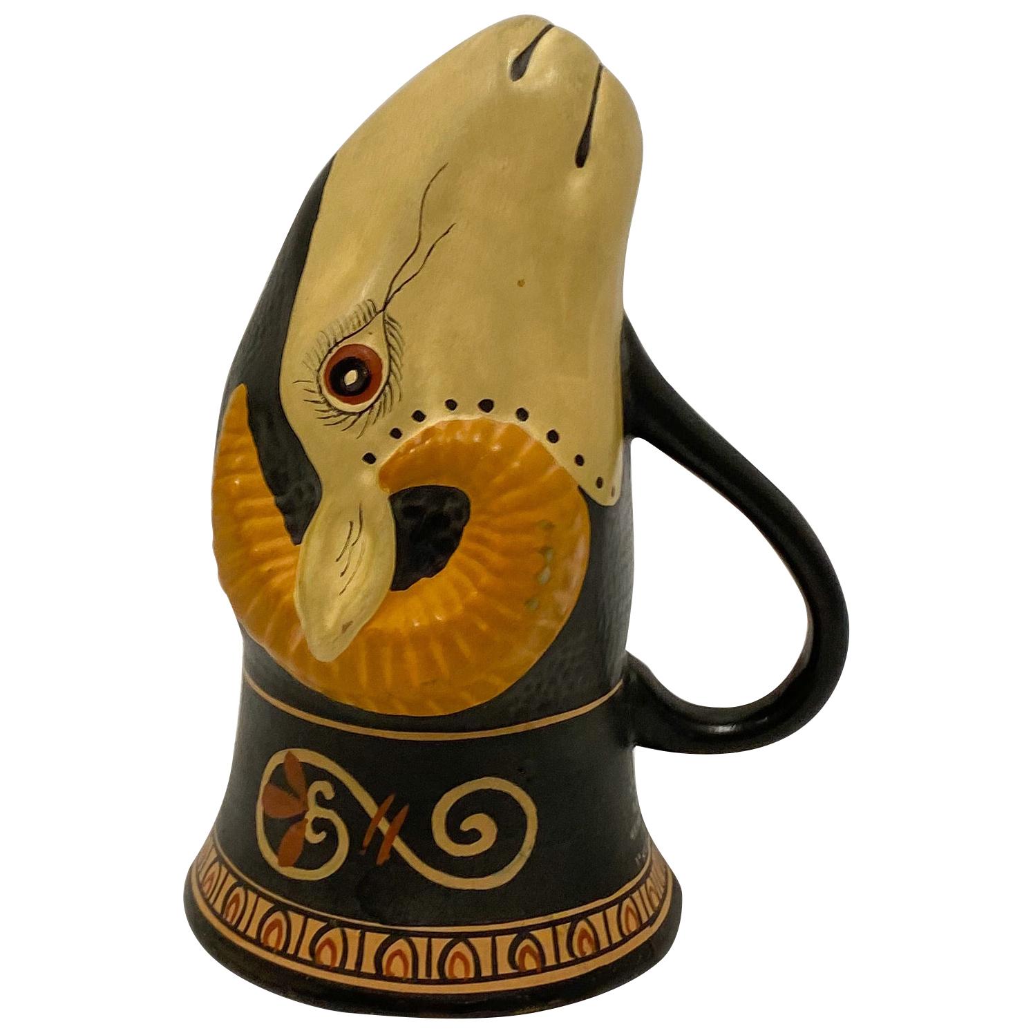 Tasse à étrier italienne néoclassique de style Grand Tour à tête de bélier