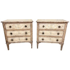 Italian Neoclassical Hand Painted Bed Side Tables
