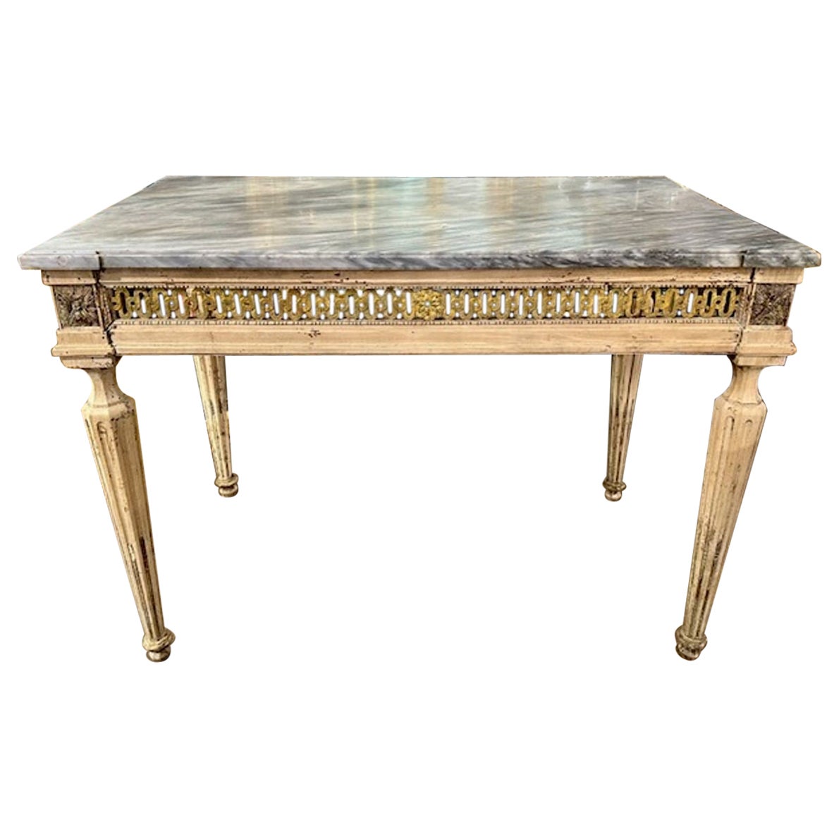 Console neoclassica italiana con piano in marmo