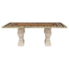 Italian Neo-Classical st. semi precious stone marble coffee table