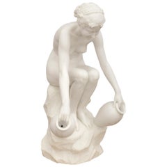 Italian Neo-Classical st. white Carrara marble fountain by Donatello Gabbrielli