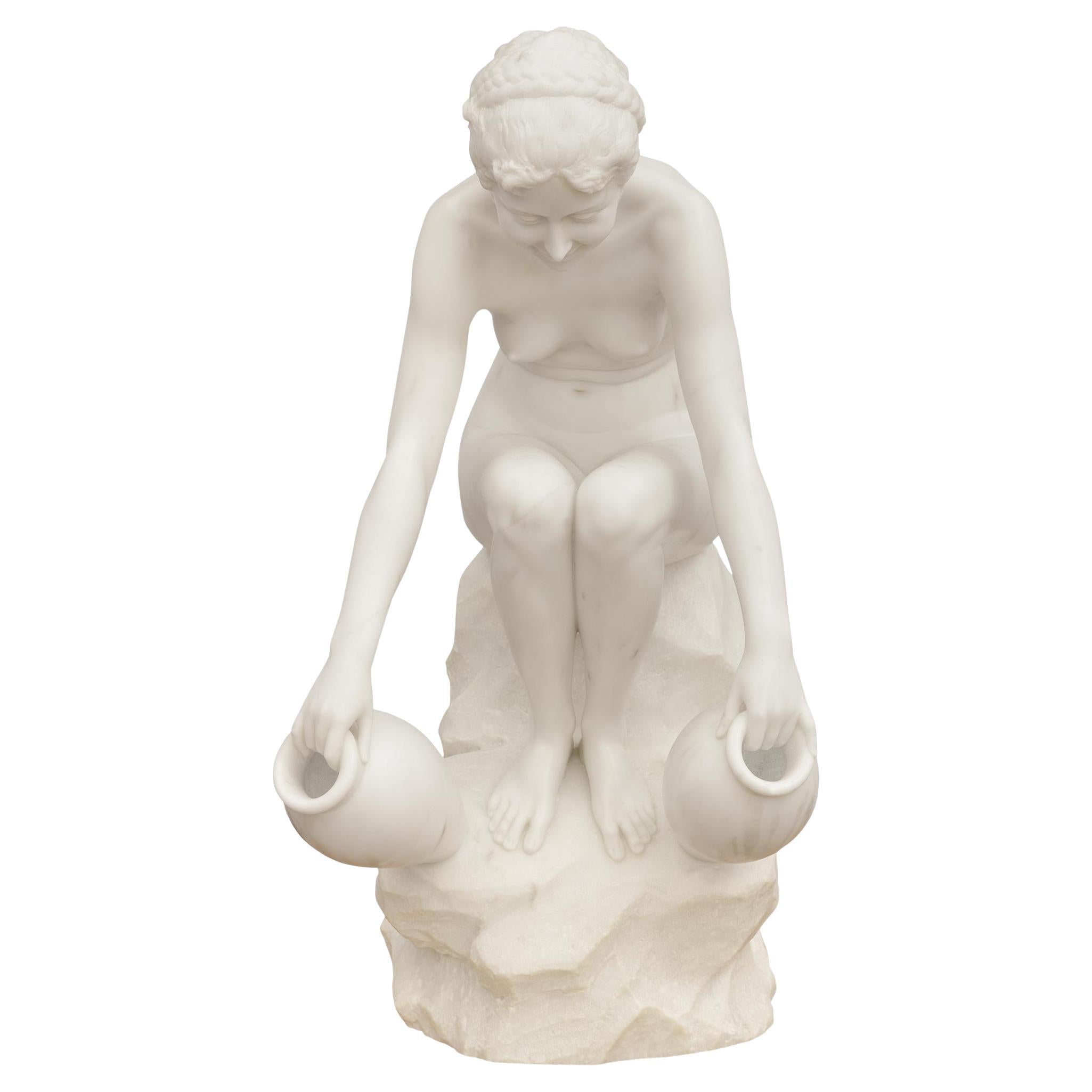 Fuente neoclásica italiana de mármol blanco de Carrara de Donatello Gabbrielli