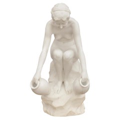 Italian Neo-Classical st. white Carrara marble fountain by Donatello Gabbrielli