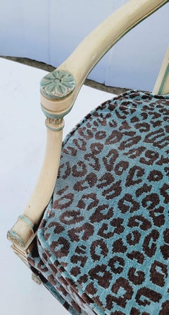 Italian Neoclassical Style Carved Bergère Chair in Leopard Velvet