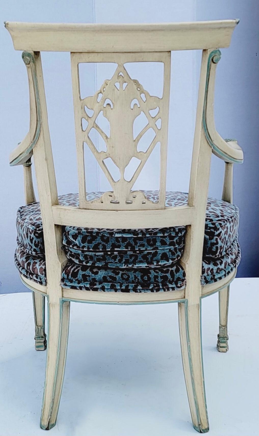 Italian Neoclassical Style Carved Bergère Chair in Leopard Velvet 1