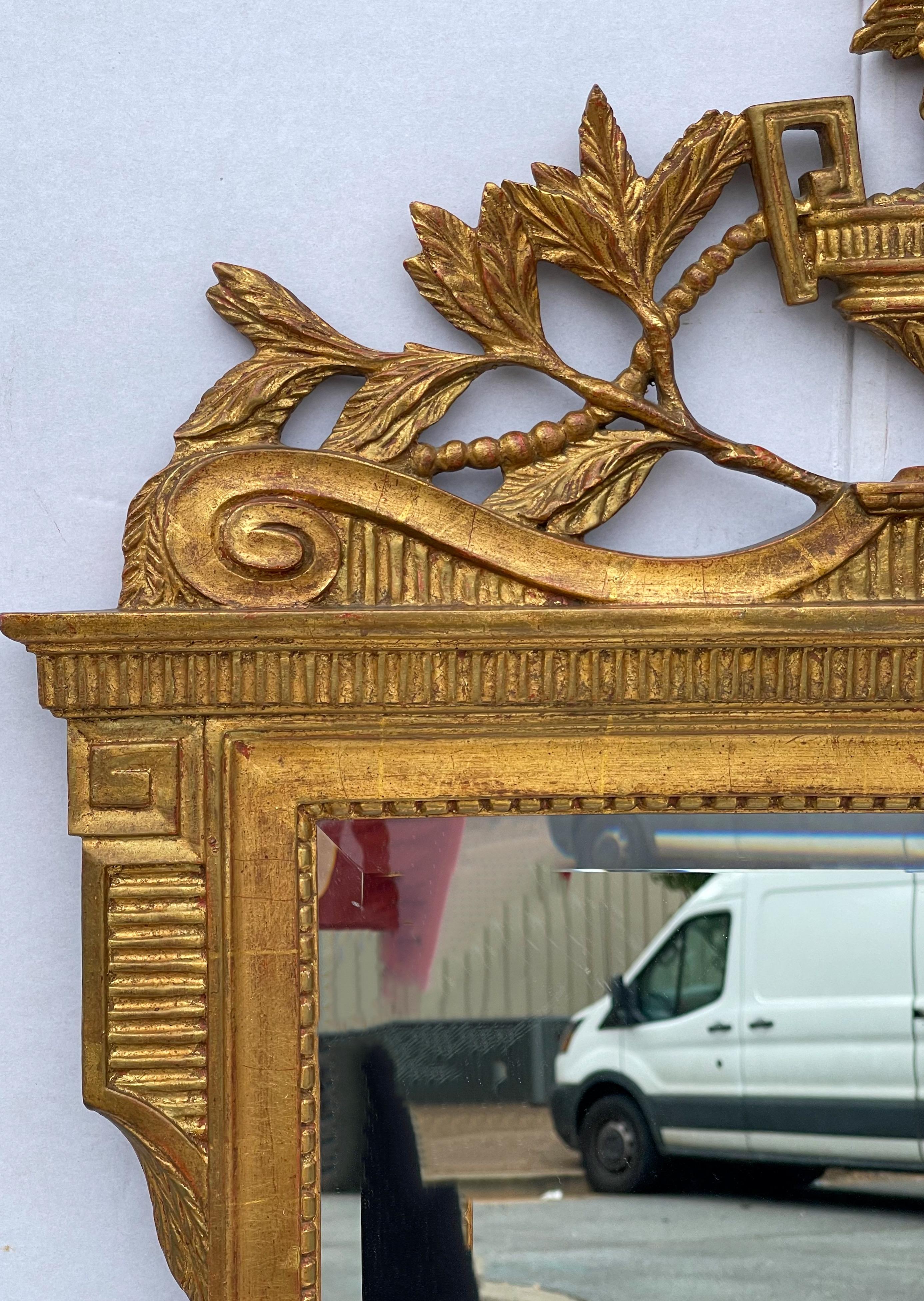 20th Century Italian Neo-Classical Style Carved Giltwood Mirrors, Pair