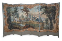 Italian Neo-Classical Style Figurative Painting 6-Paneled Folding Screen