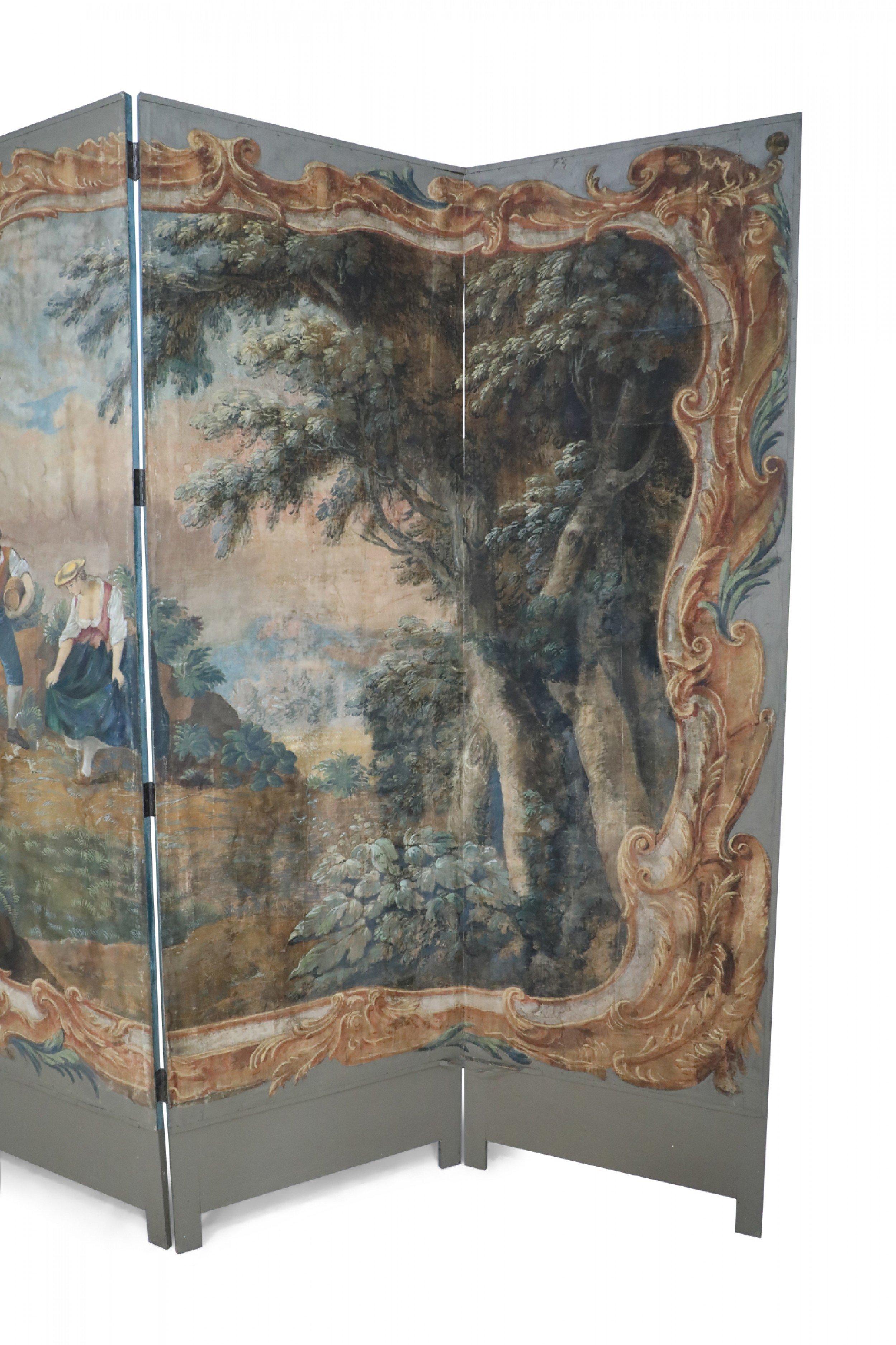 Italian Neo-Classical Style Figurative Painting 6-Paneled Folding Screen In Good Condition For Sale In New York, NY