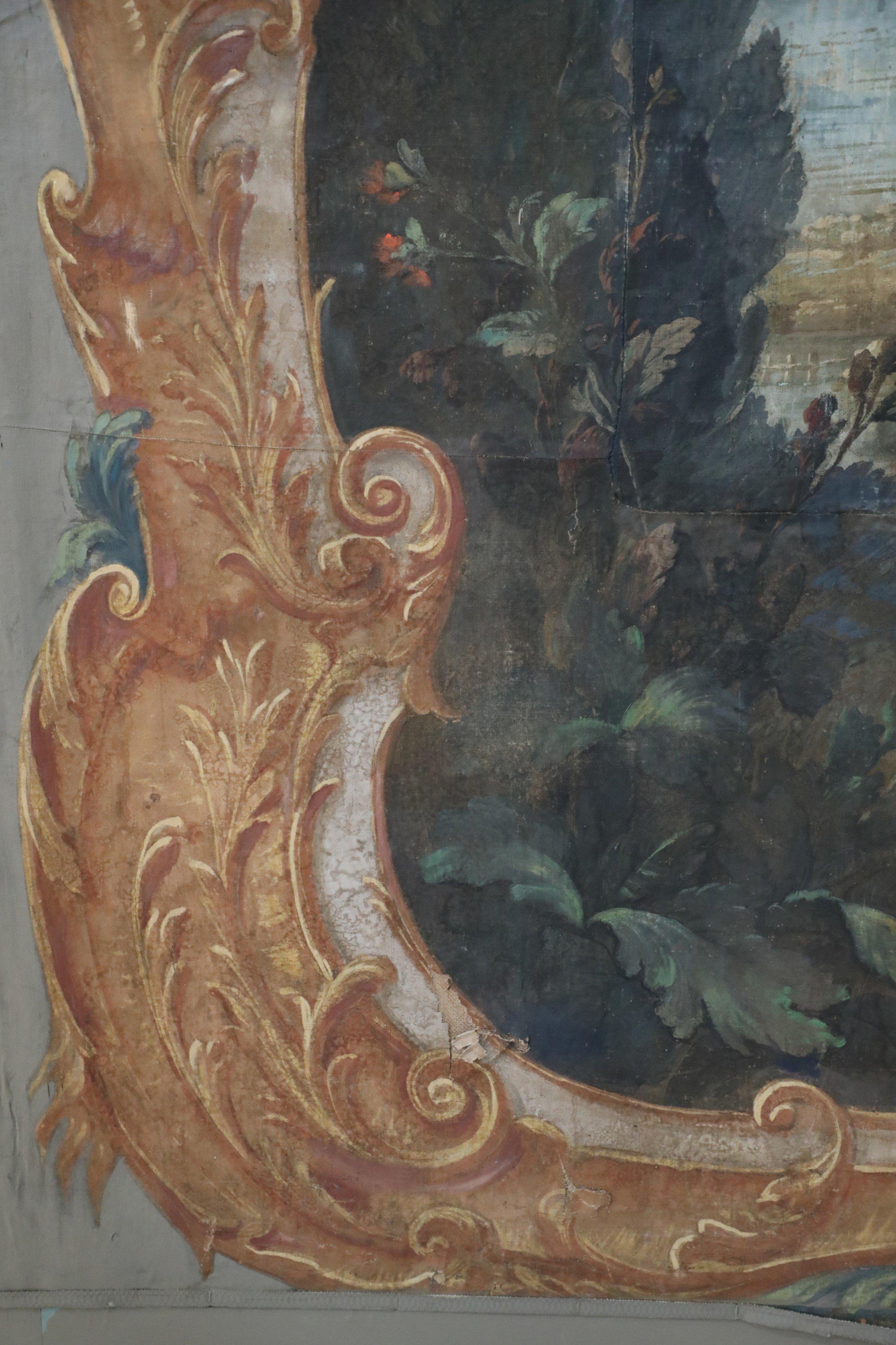 20th Century Italian Neo-Classical Style Figurative Painting 6-Paneled Folding Screen For Sale
