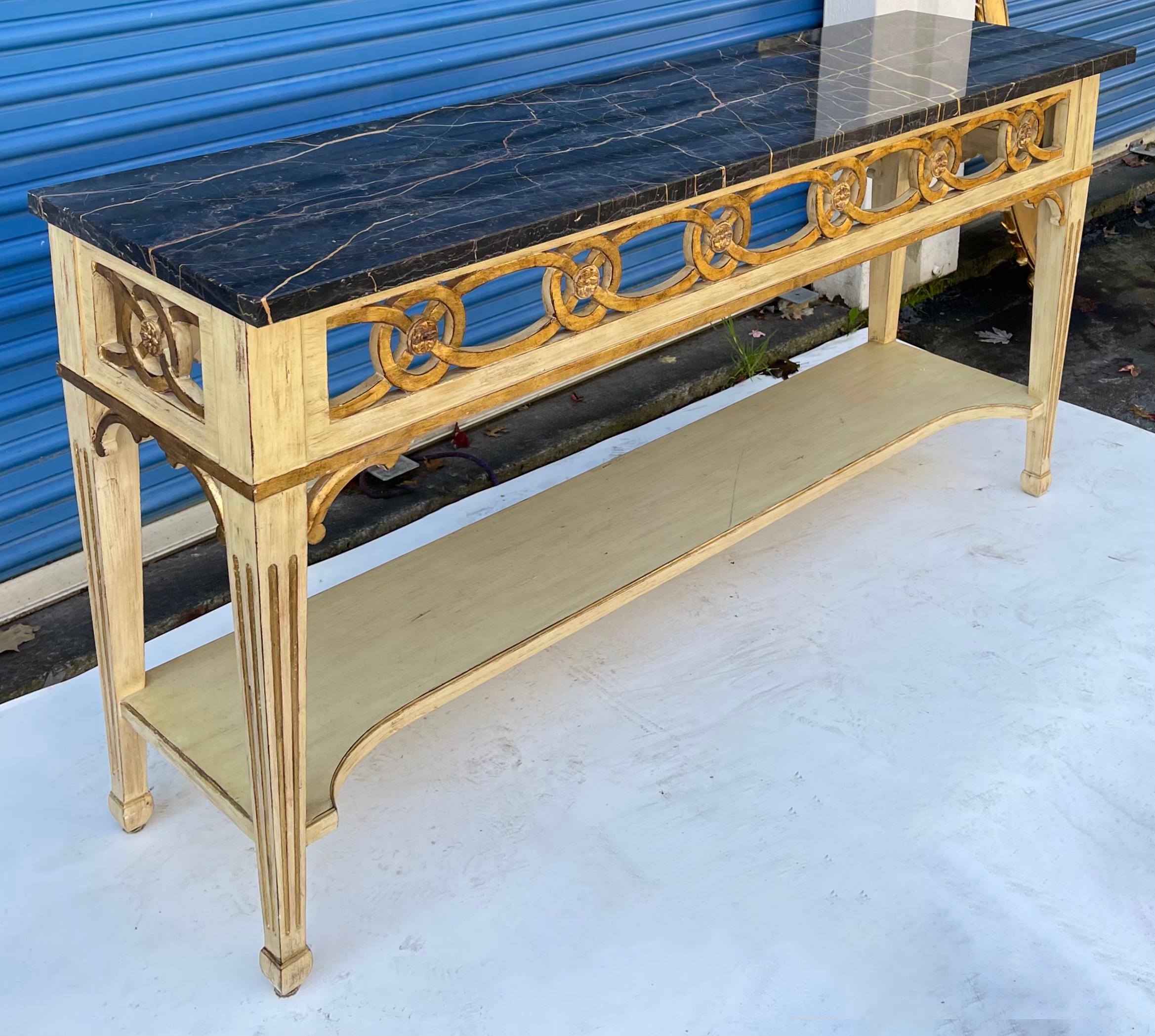 20th Century Italian Neo-Classical Style Giltwood Marble Top Console Table