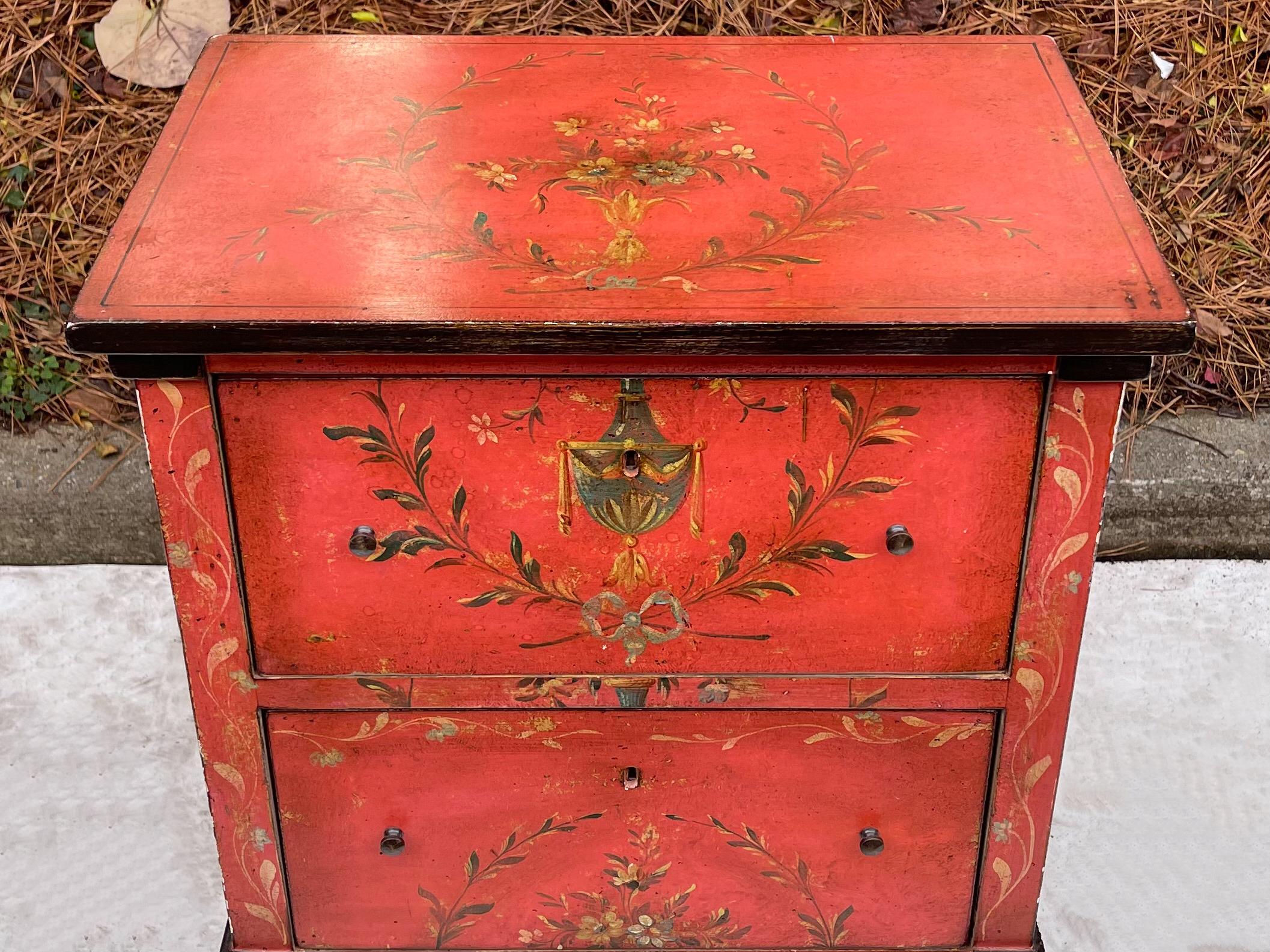 Neoclassical Italian Neo-Classical Style Hand Painted Petite Commode or Side Table For Sale