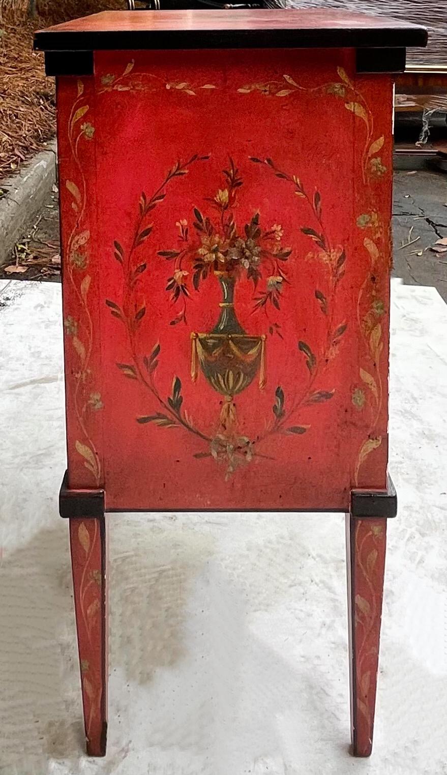 Italian Neo-Classical Style Hand Painted Petite Commode or Side Table For Sale 1