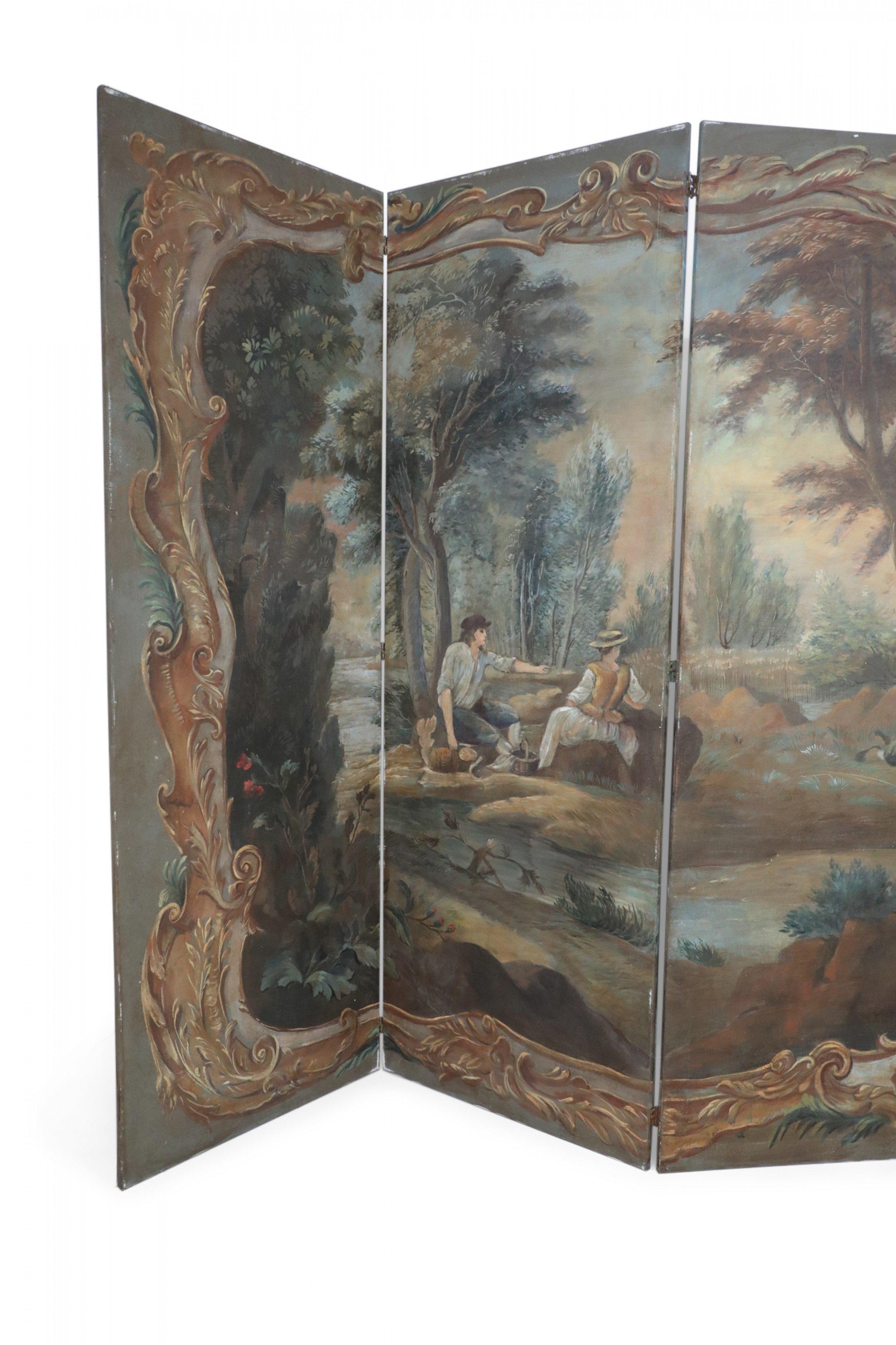 Neoclassical Italian Neo-Classical Style Landscape Painting 6-Paneled Folding Screen For Sale