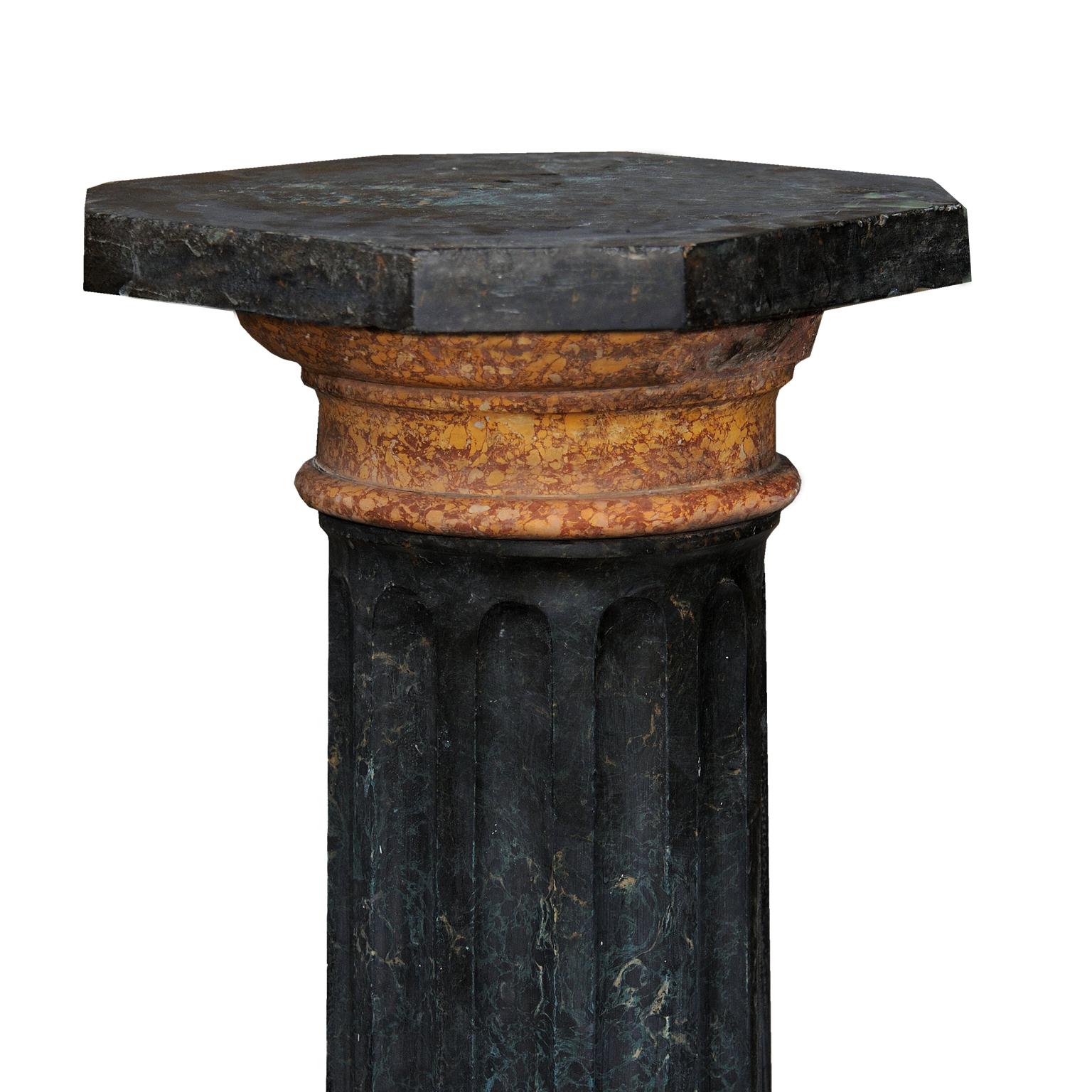 A mid-19th century Italian neoclassical style painted Scagliola column, circa 1850. 

Measures: Height: 115 cm (45