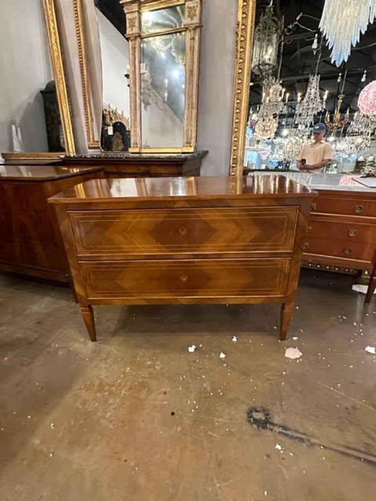 Handsome Neo-classical style commode with a diamond pattern. Gorgeous finish and the pattern makes these extra special. Superb!! Note: Price list is for one. There are 2 available.