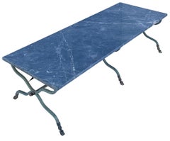 Italian Neo-Classiccal Madison Jansen Style Steel Bronze & Marble Coffee Table