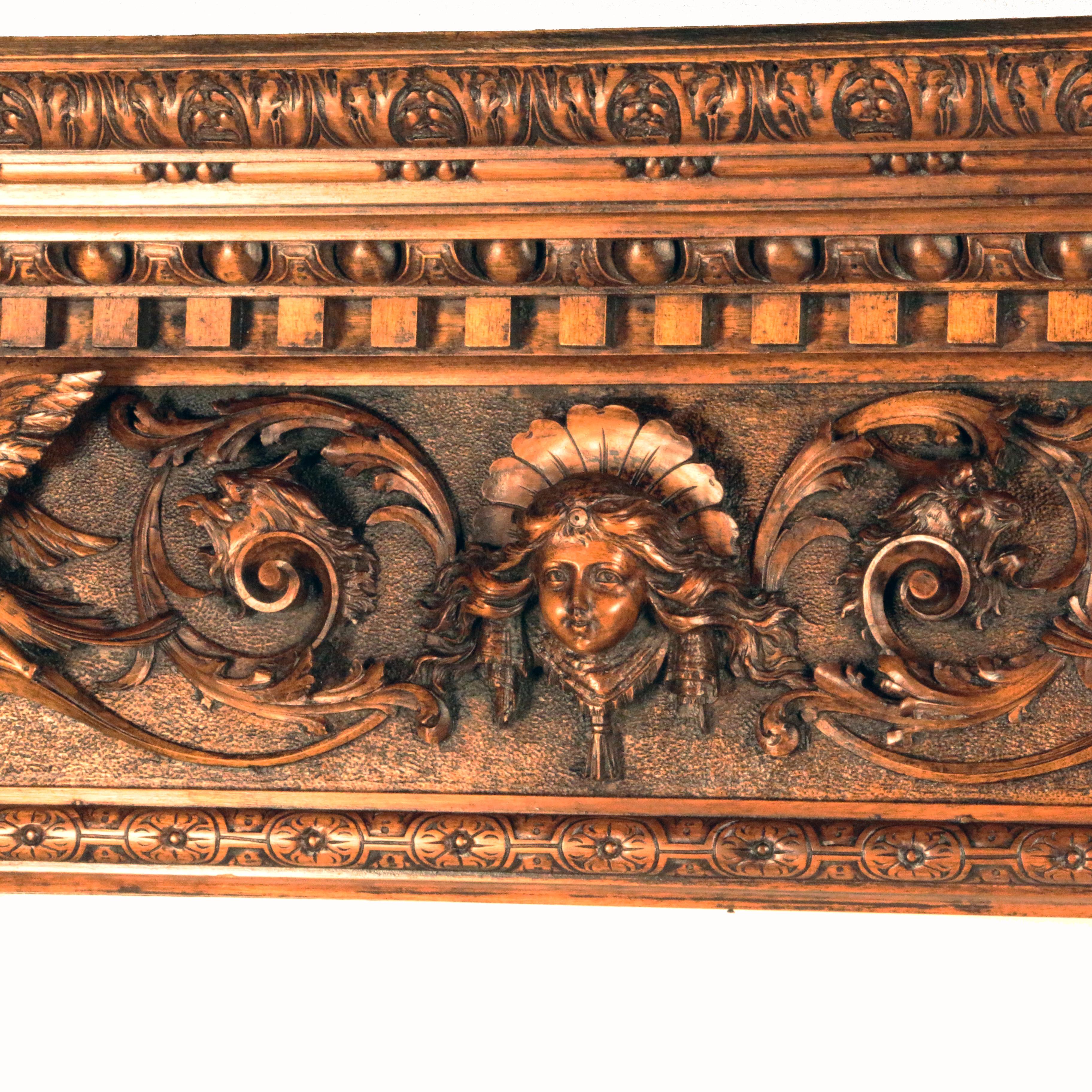 Italian Neo-Renaissance Walnut Fireplace Mantel, Attributed to Valentino Besarel For Sale 3