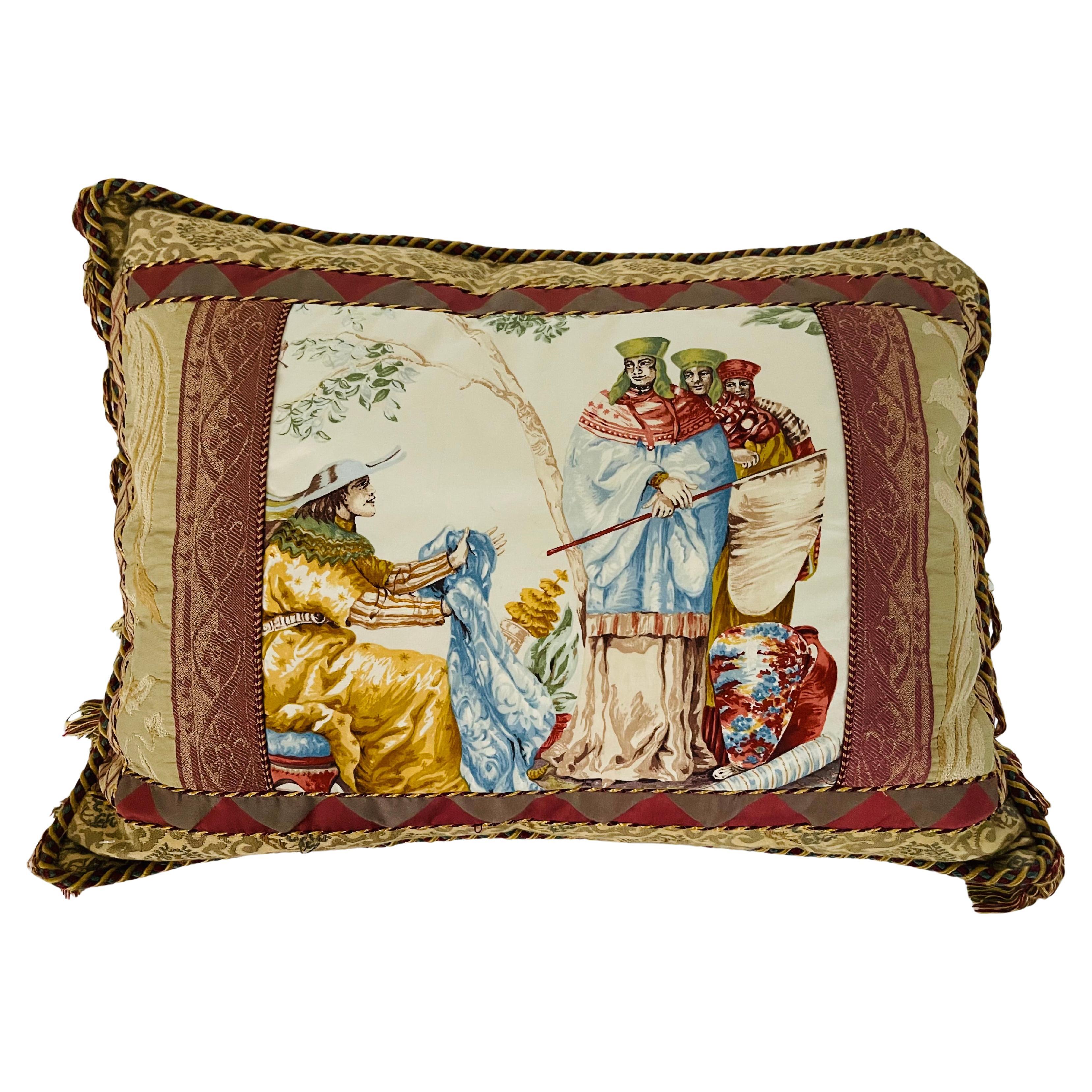 Cuscino con scena biblica in stile neobarocco italiano in vendita