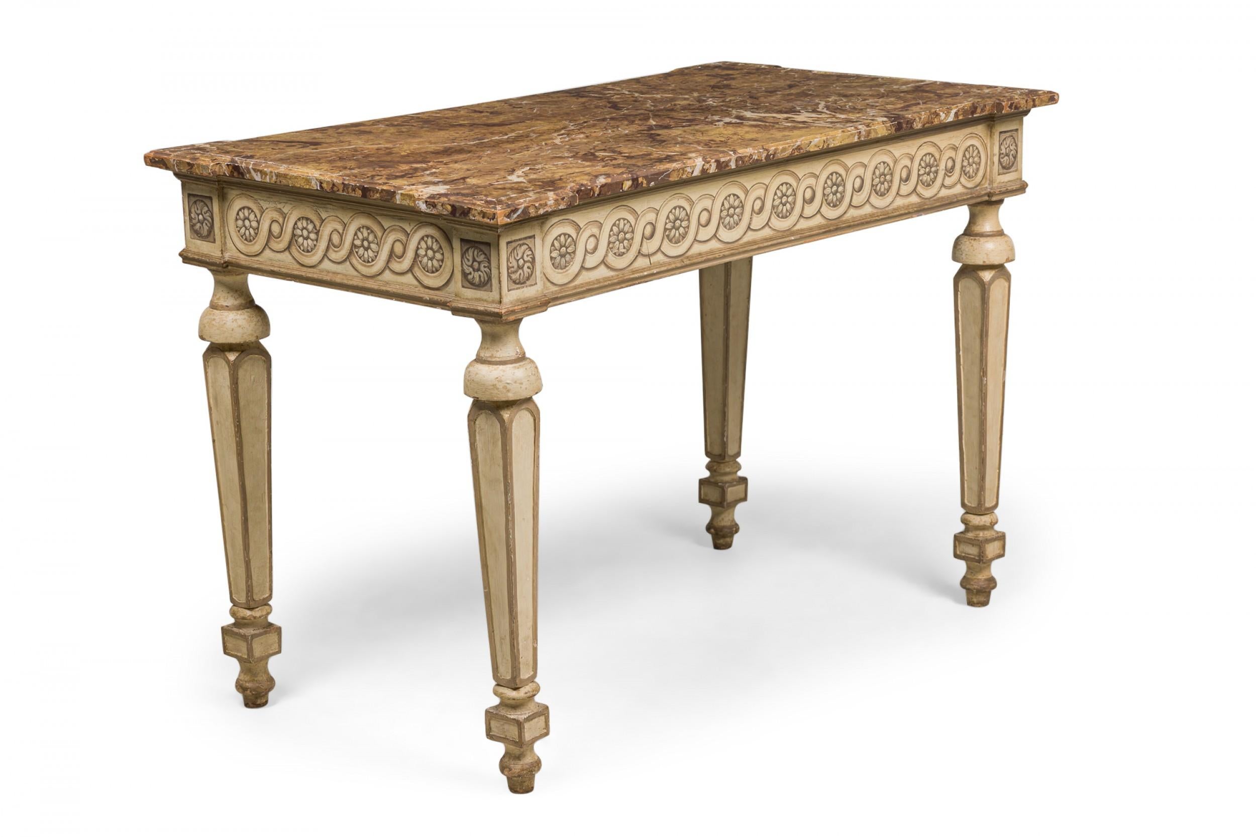 Italian Neoclassic Beige Painted & Parcel-Gilt Console / Center Table In Good Condition For Sale In New York, NY