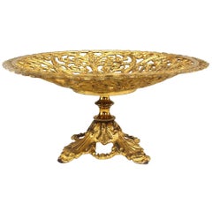 Italian Neoclassic Bronze Dore Filigree Compote