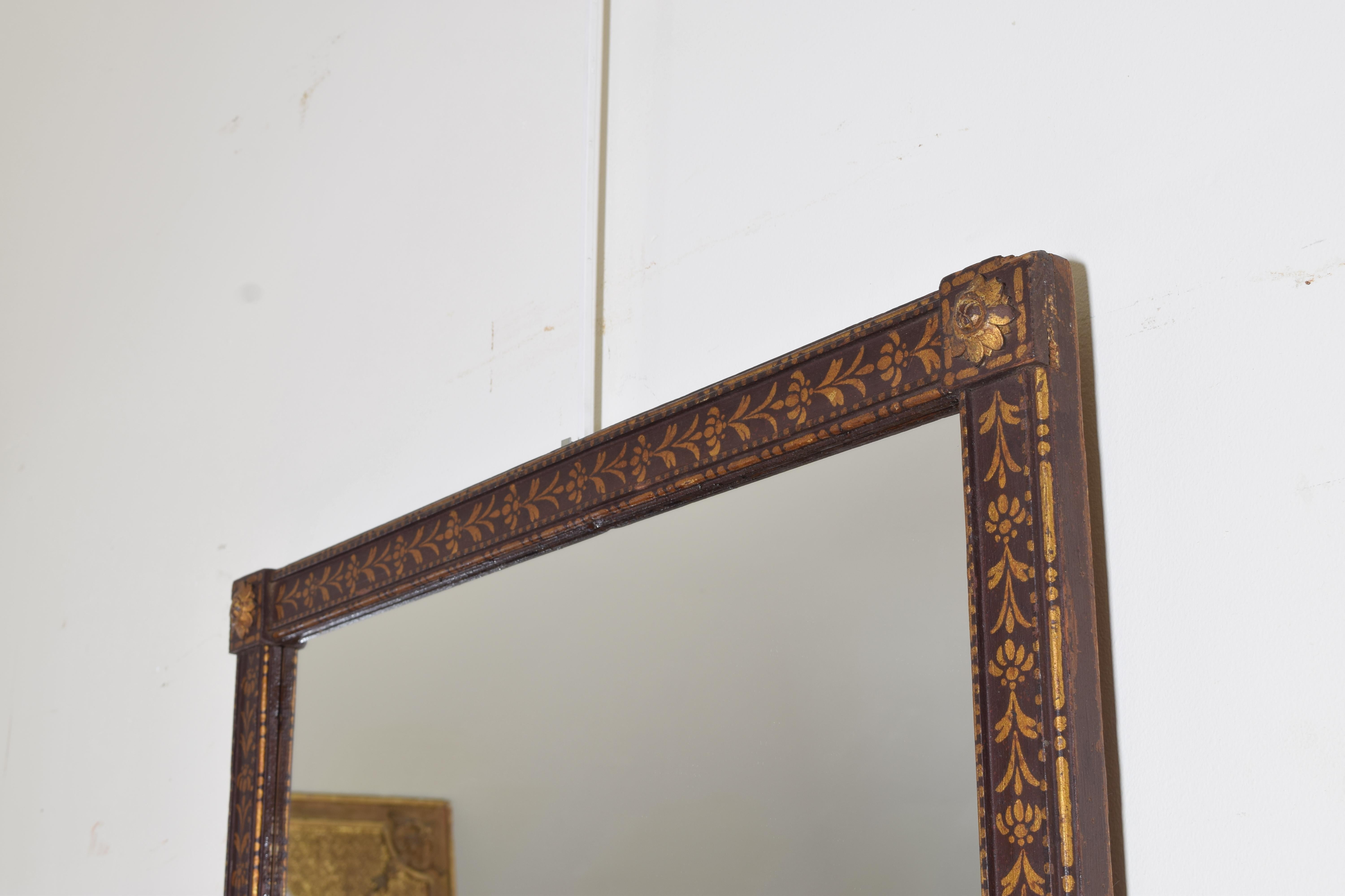 Italian Neoclassic Carved and Painted Wooden Mirror, 1stq 19th cen. In Good Condition In Atlanta, GA