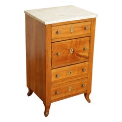 Antique Italian Neoclassic Fruitwood 4-Drawer Marble Top Commode, 1st quarter 19thc.