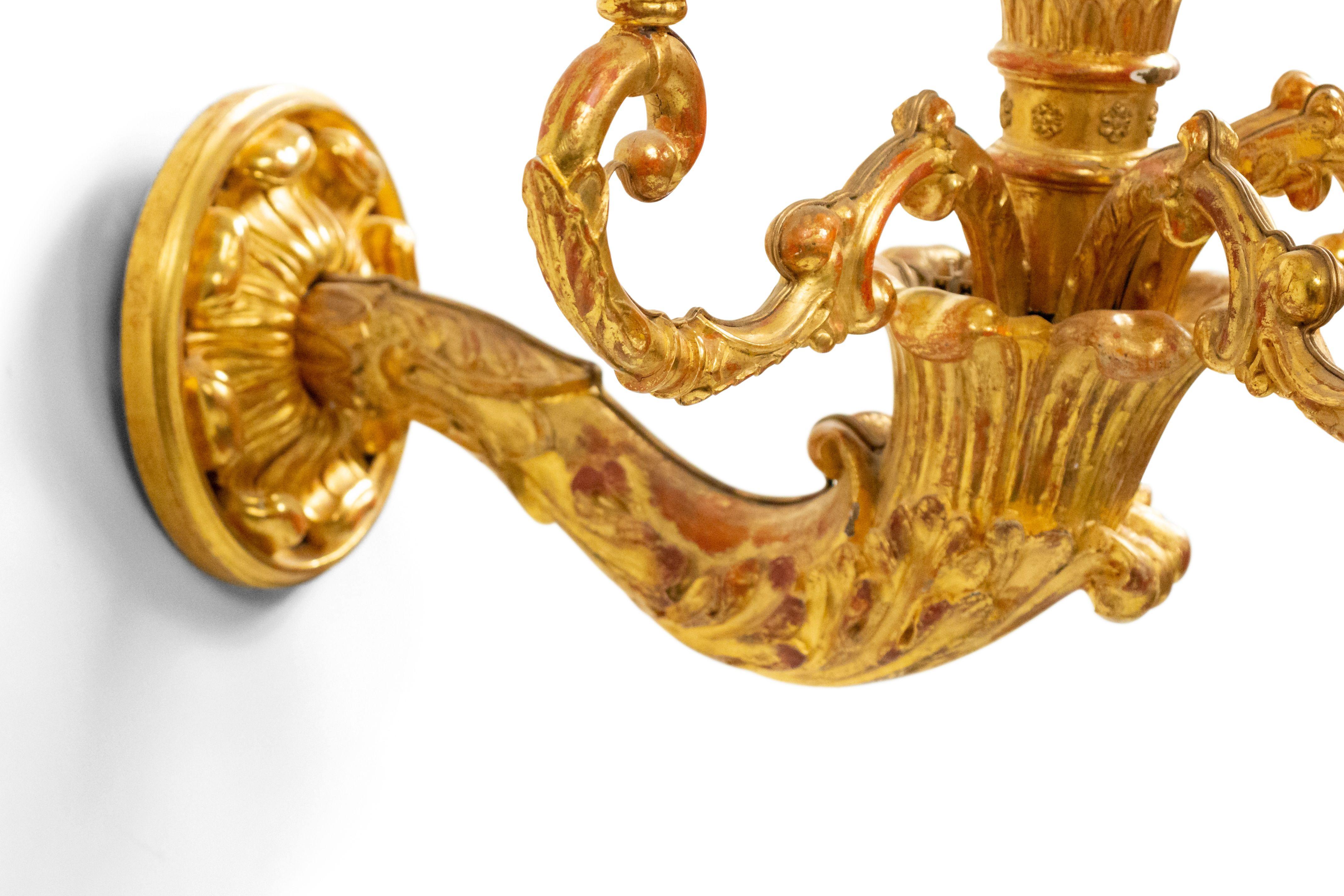 Italian Neoclassic Gilt Wall Sconces For Sale 4