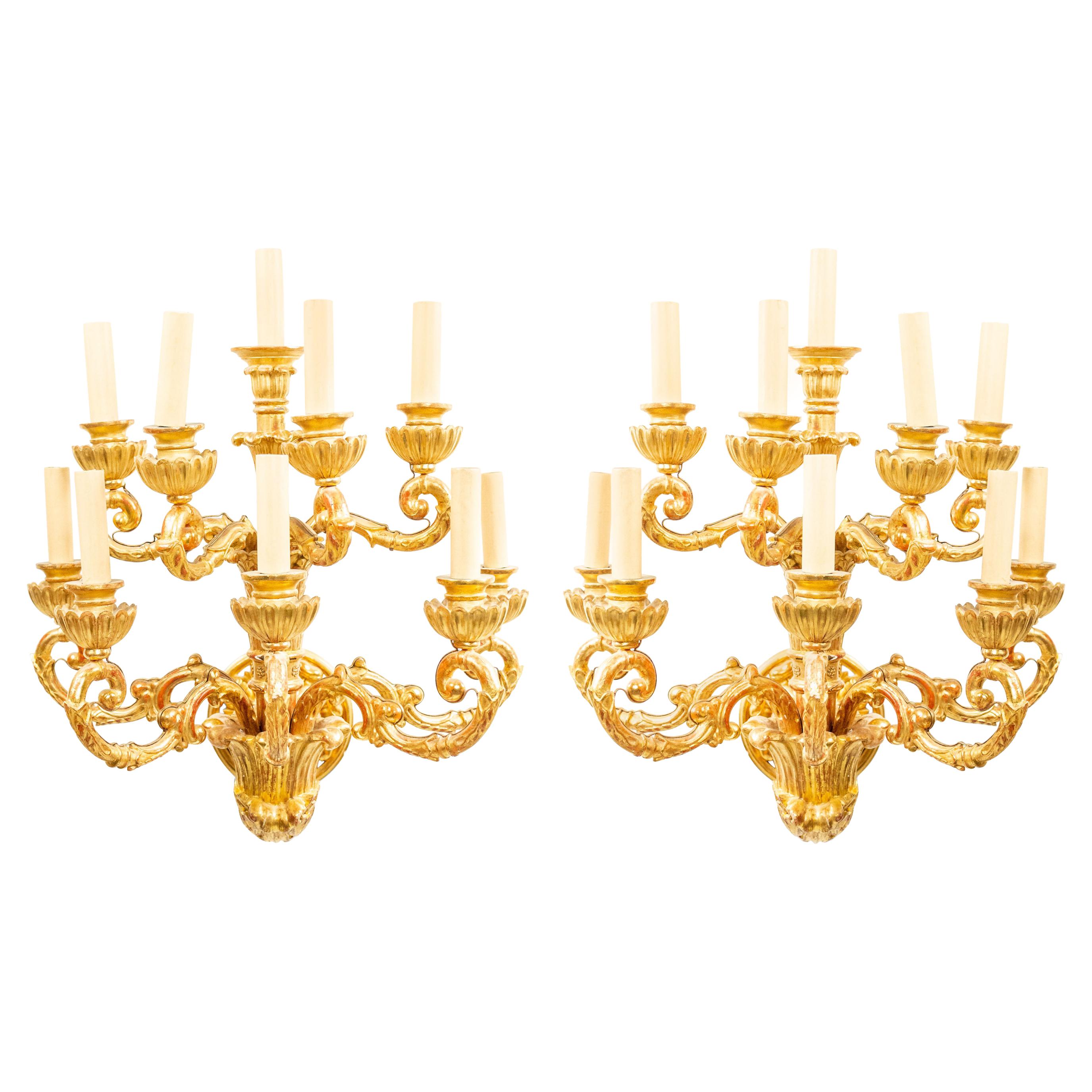 Italian Neoclassic Gilt Wall Sconces For Sale