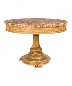 Italian Neoclassic Giltwood and Breccia Rosso Marble Circular Center Table