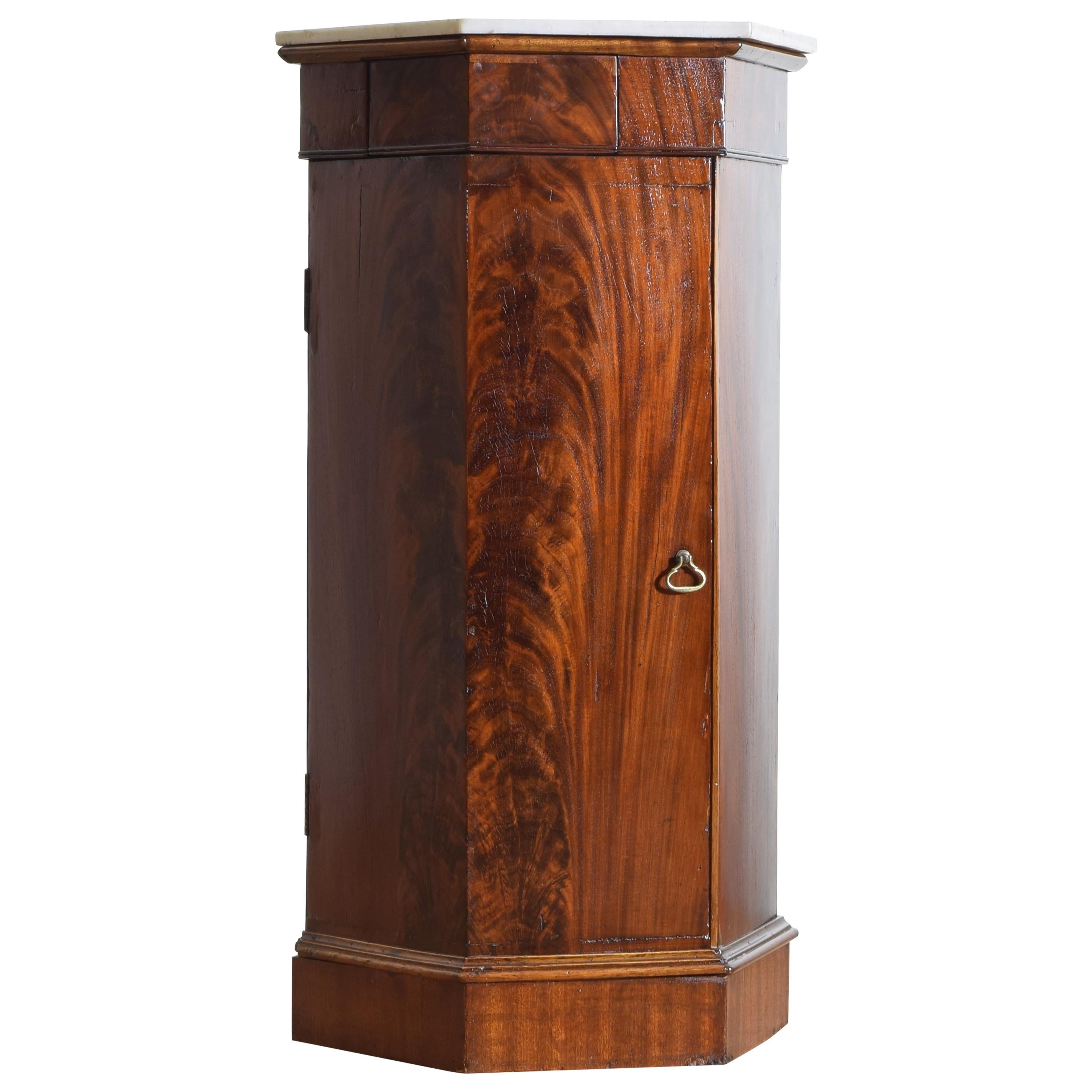 Italian Neoclassic Mahogany and Marble Top Hexagonal Pedestal