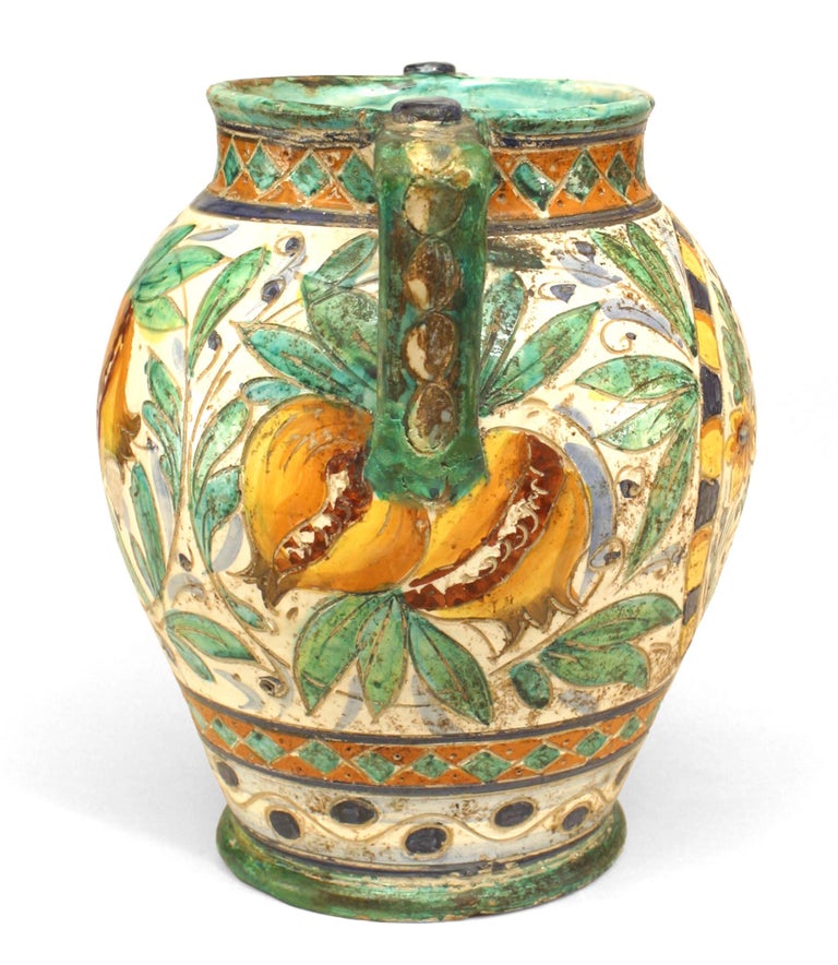 Neoclassical Italian Neoclassic Majolica Earthenware Vase with Bird For Sale