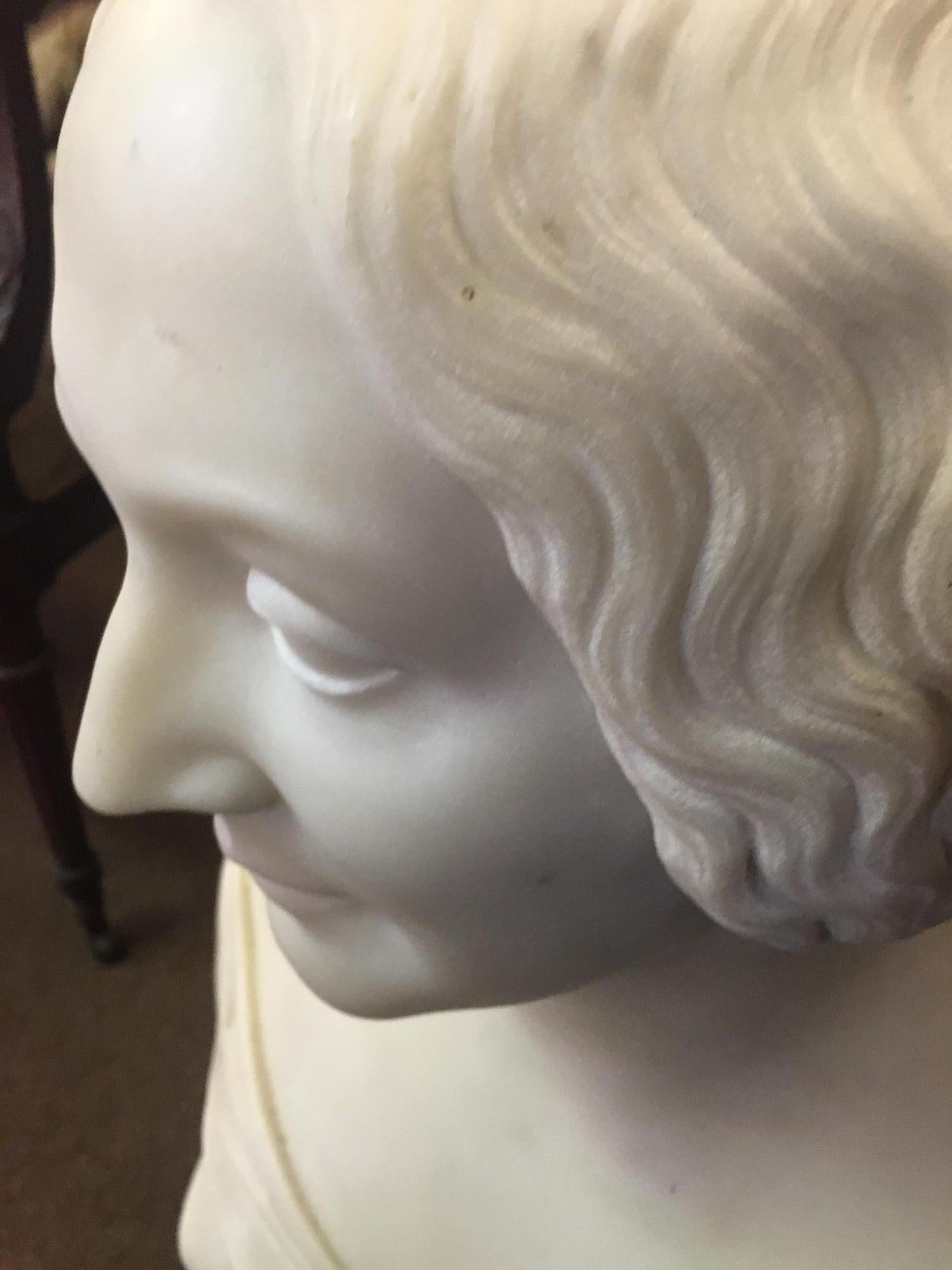 Italian Neoclassic Marble Bust of Woman signed Lawrence Macdonald Rome 1852 7