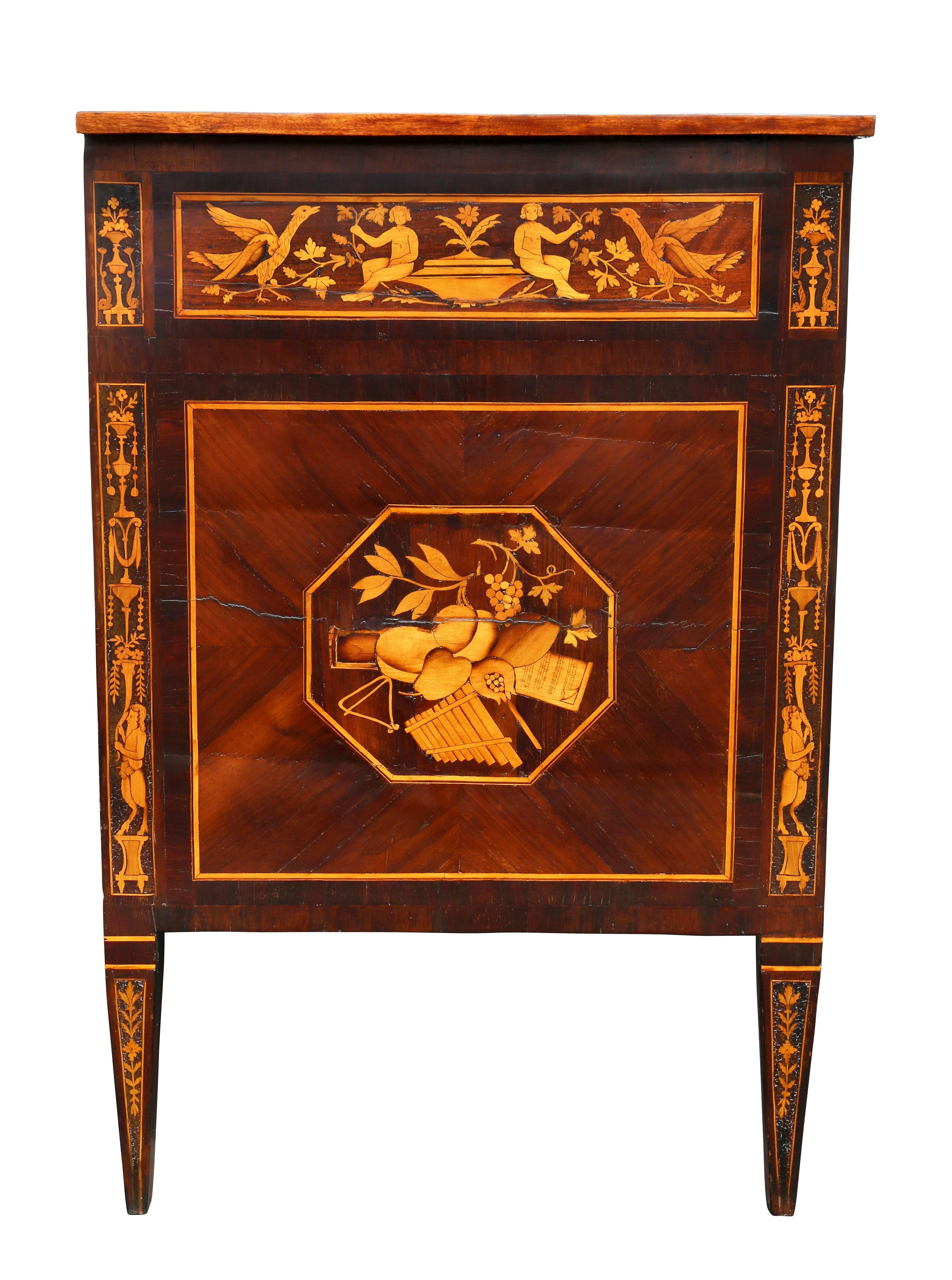 Italian Neoclassic Marquetry Inlaid Commode For Sale 7