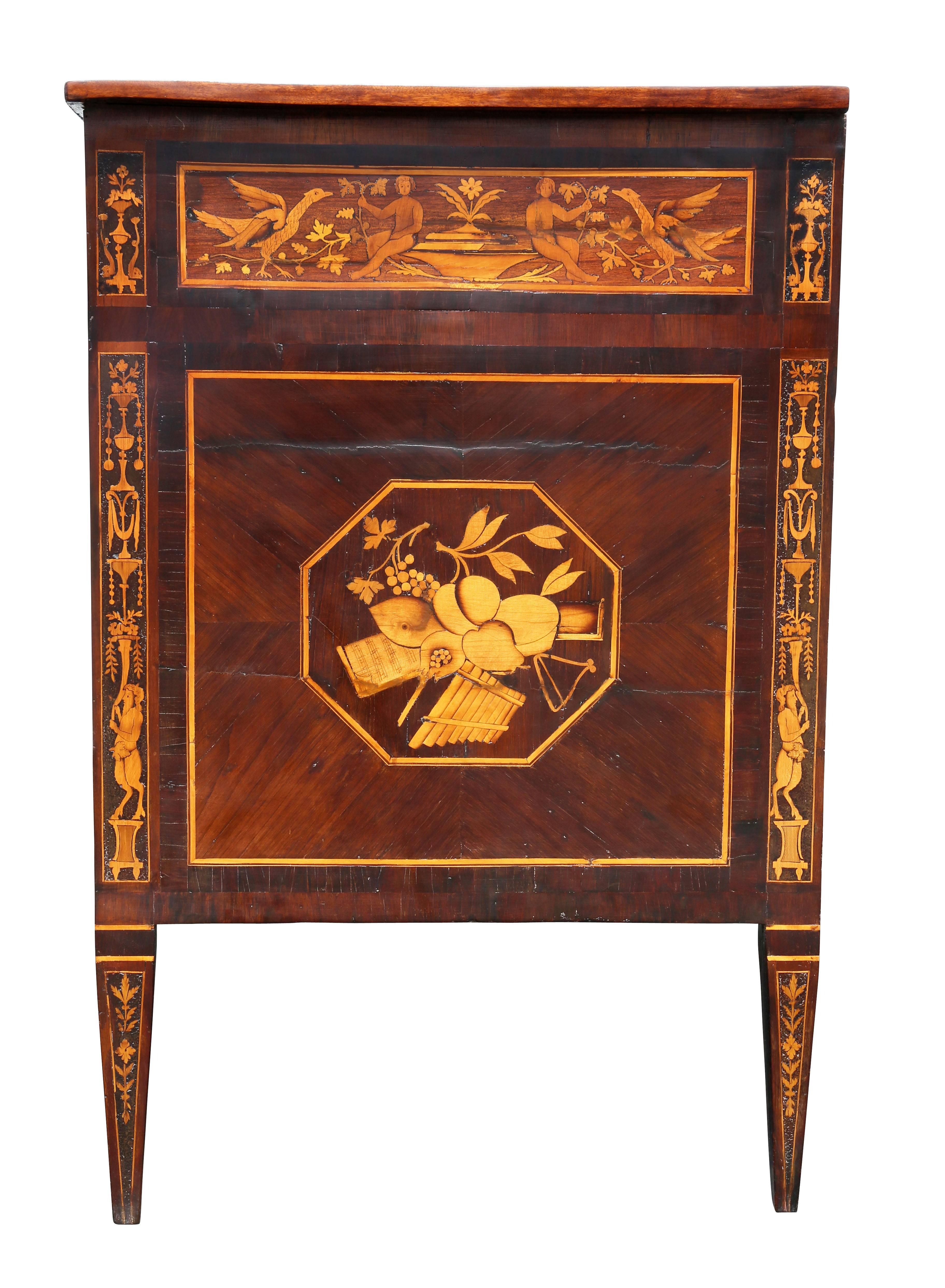Italian Neoclassic Marquetry Inlaid Commode For Sale 8