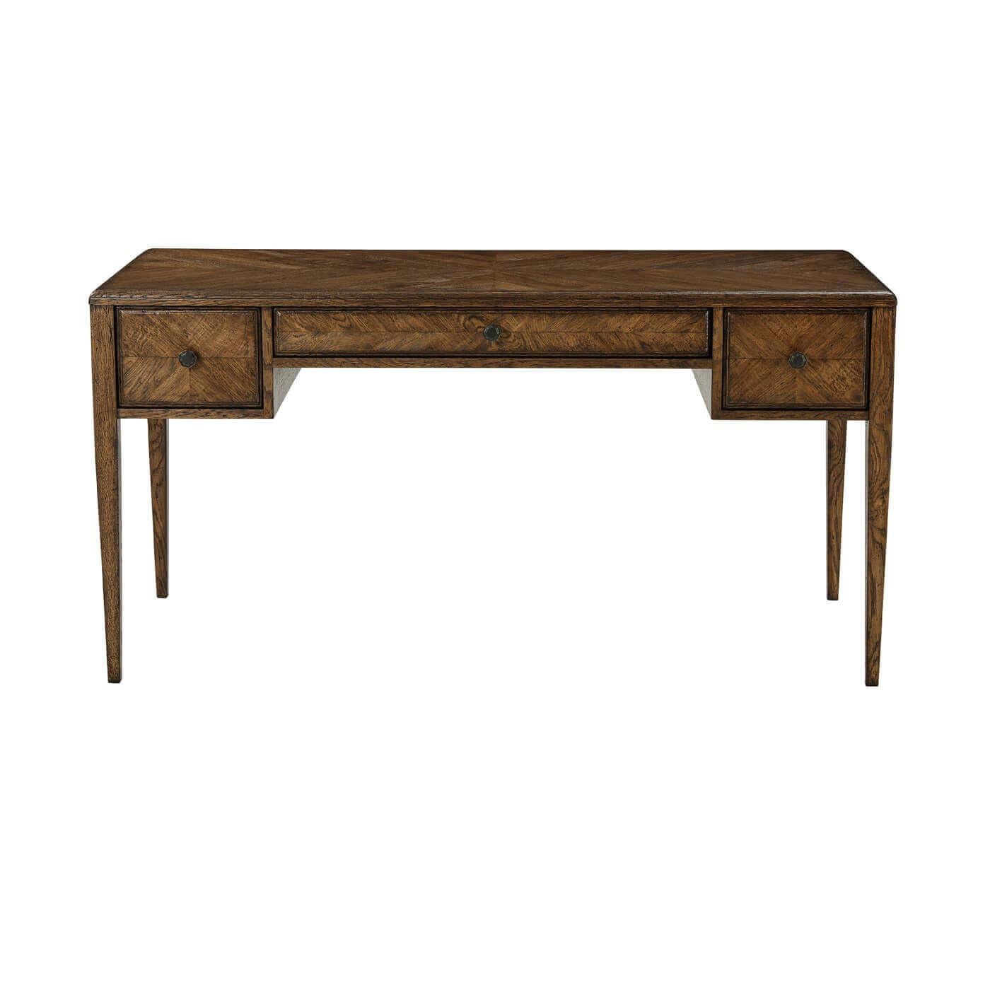 Italian NeoClassic Oak Parquetry Desk In New Condition For Sale In Westwood, NJ