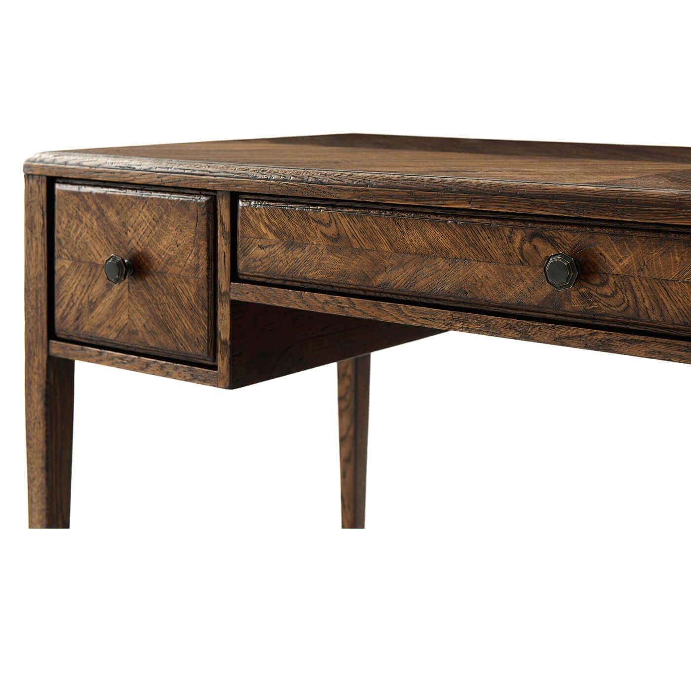 Contemporary Italian NeoClassic Oak Parquetry Desk For Sale